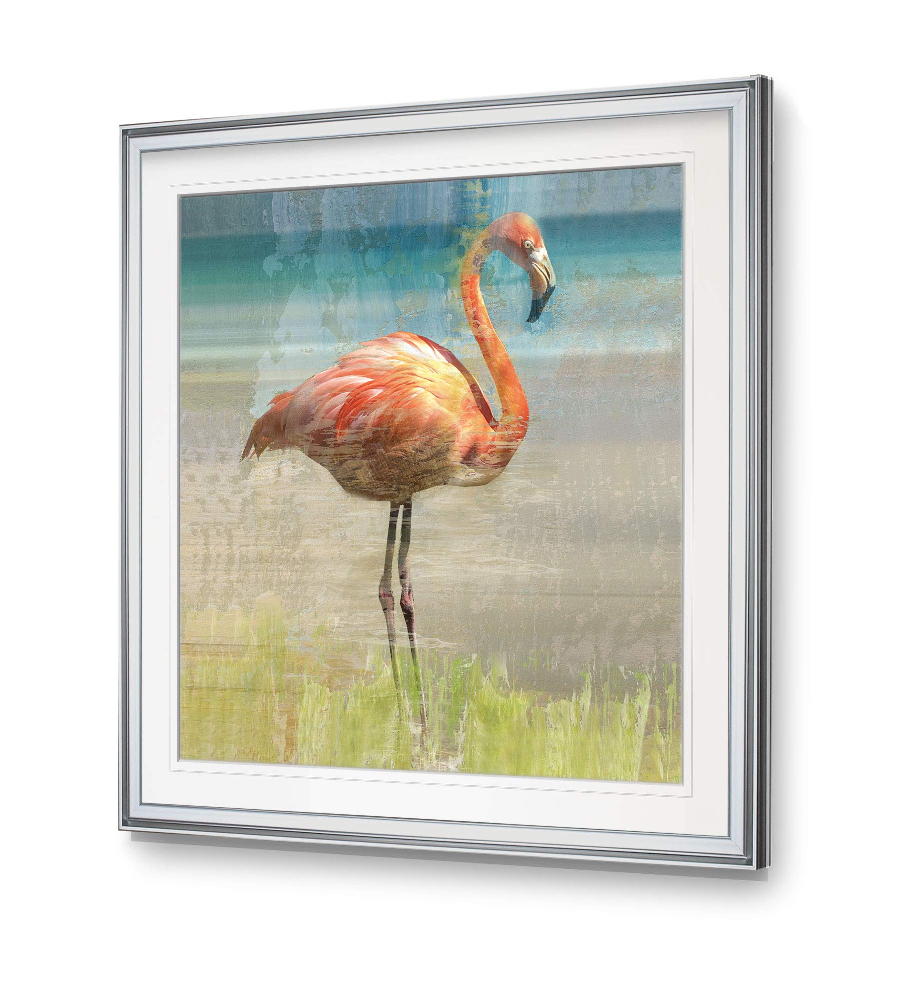 Flamingo Fancy I Bird Artwork - Seascape Giclee Canvas Prints - Framed Animal Wall Decor Painting for Living Room & Bedroom - Premium Gallery Quality Art