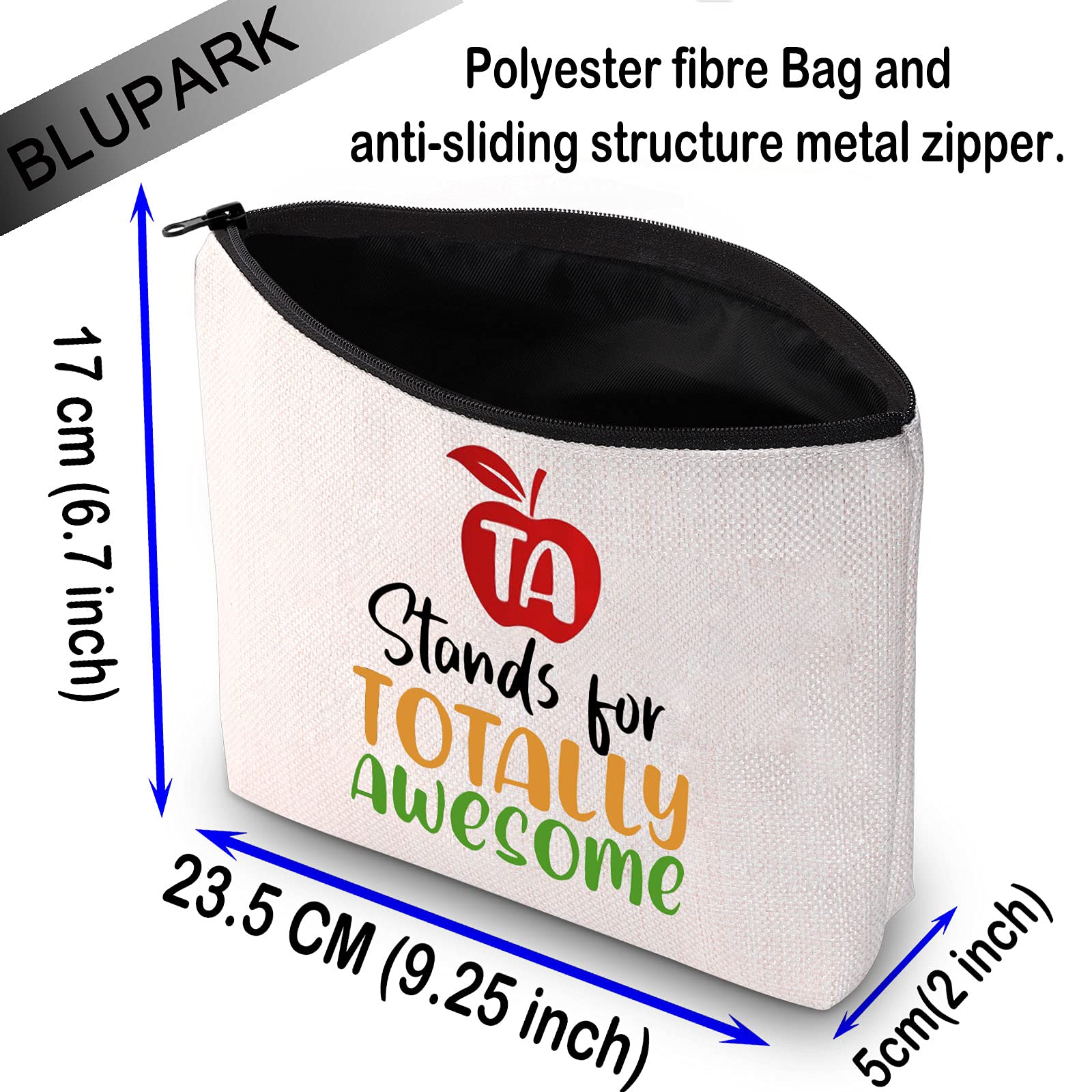 BLUPARK Teacher Assistant Gift - Thank You Teacher Makeup Bag with 'TA Stands for Totally Awesome' Design - Perfect for Teacher Appreciation Week, End of Year Gifts & TA Recognition