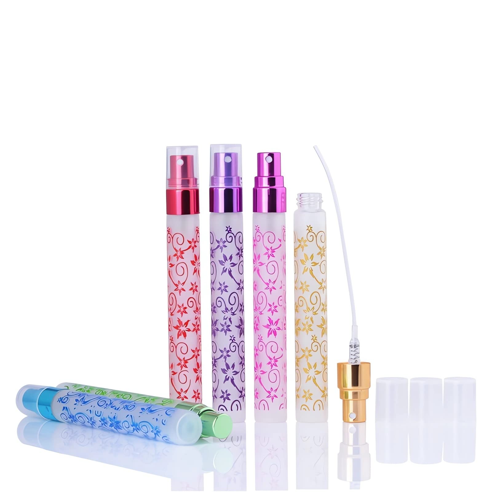LusDoly 6-Pack 10ml Gold Glass Fine Mist Spray Bottles with Sprayer - Refillable Perfume Atomizer, Essential Oil Dispenser, Cosmetic & Cleaning Liquid Bottles - Perfect for Travel, DIY Beauty, and Home Use