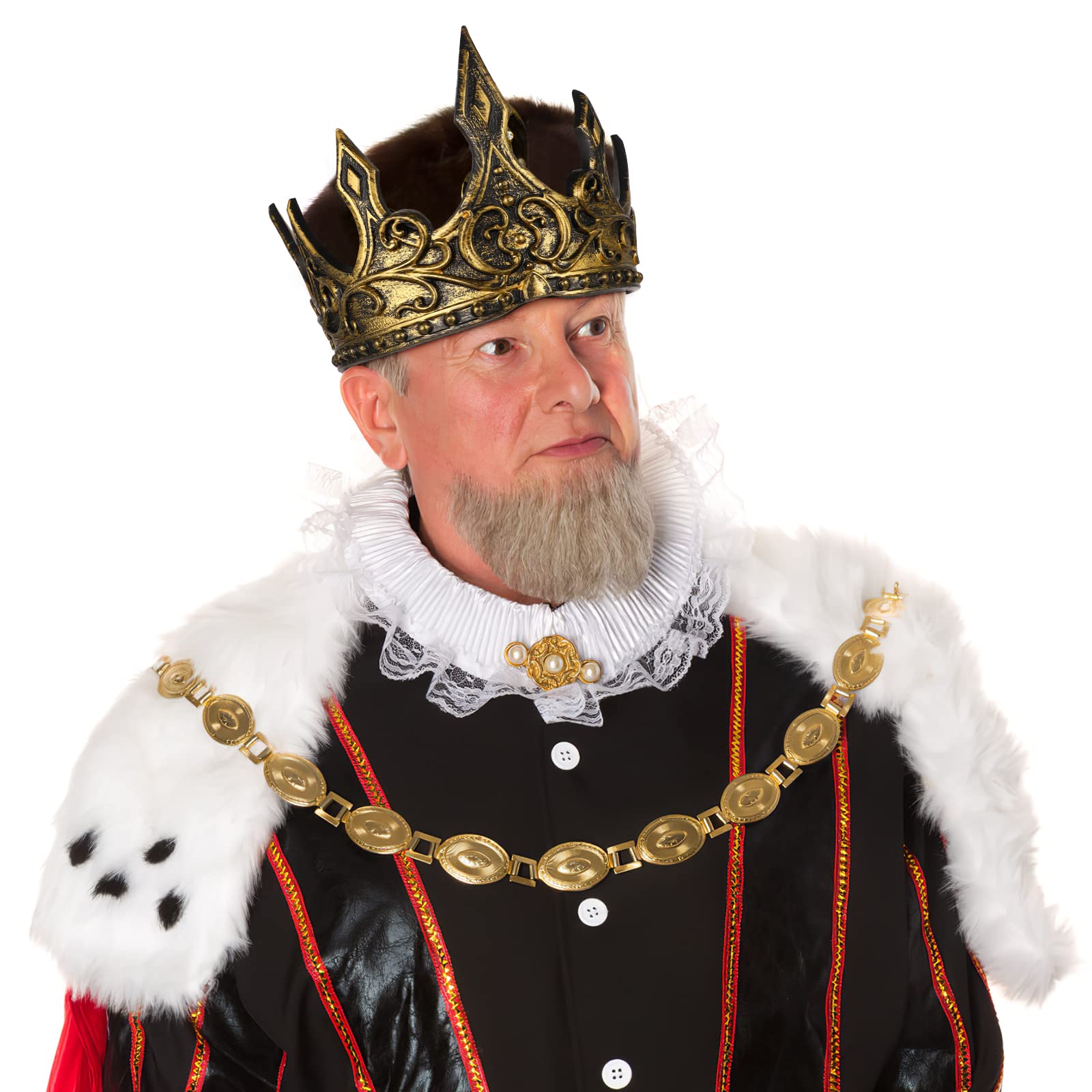 LUOZZY 3-Piece King & Queen Crown Set - Adjustable PU Foam Medieval Royal Crowns & Tiara for Halloween Costumes, Cosplay, Themed Parties, and Photo Props - Perfect for Men, Women, and Kids