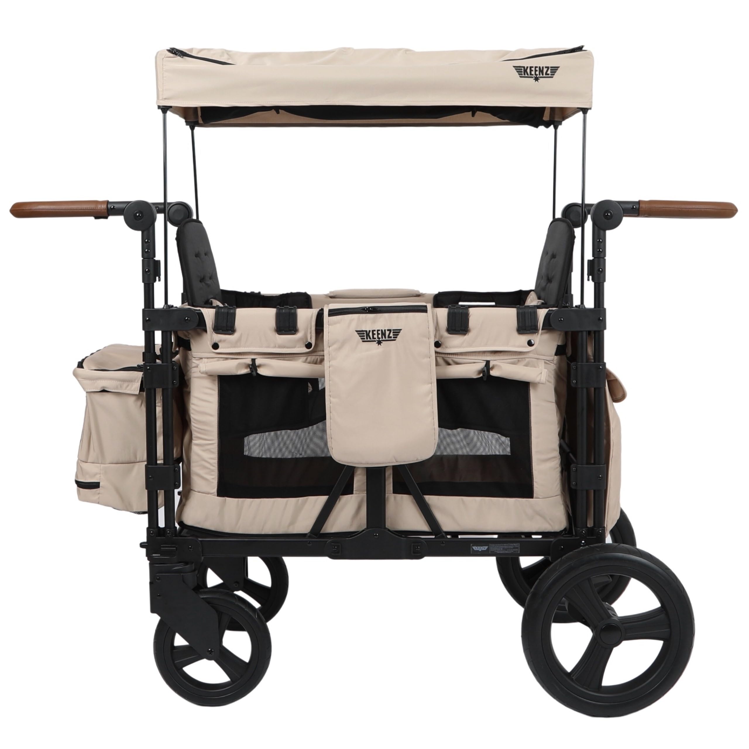 Keenz XC 2.0 Luxury Stroller Wagon - Foldable 2-Seater with Adjustable Canopy & Premium Comfort | Mocha Brown | Perfect for Family Outings, Beach Trips and Park Adventures