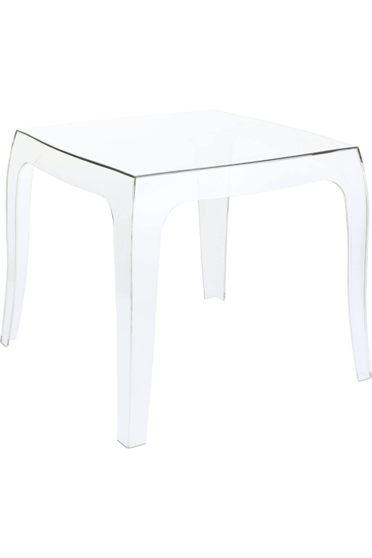 Commercial Grade Compamia Queen Polycarbonate Patio Side Table - Clear Transparent Outdoor Furniture for Poolside, Garden, Deck & Patio Use