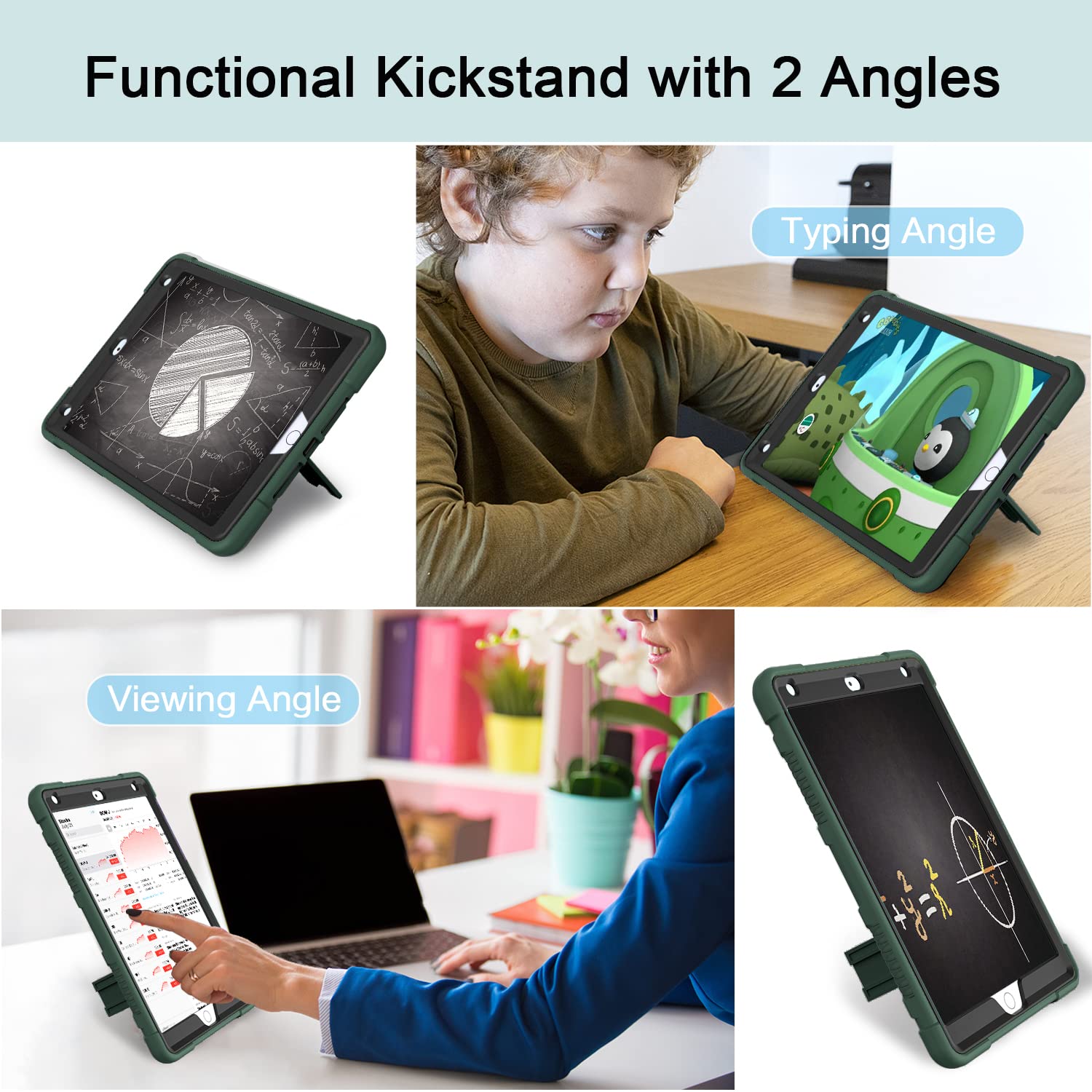 Shockproof Rugged Protective Case for iPad 10.2 Inch (9th/8th/7th Generation 2021/2020/2019 Model) - Slim Heavy Duty Cover in Alpine Green - Perfect for Travel, Work & Outdoor Activities