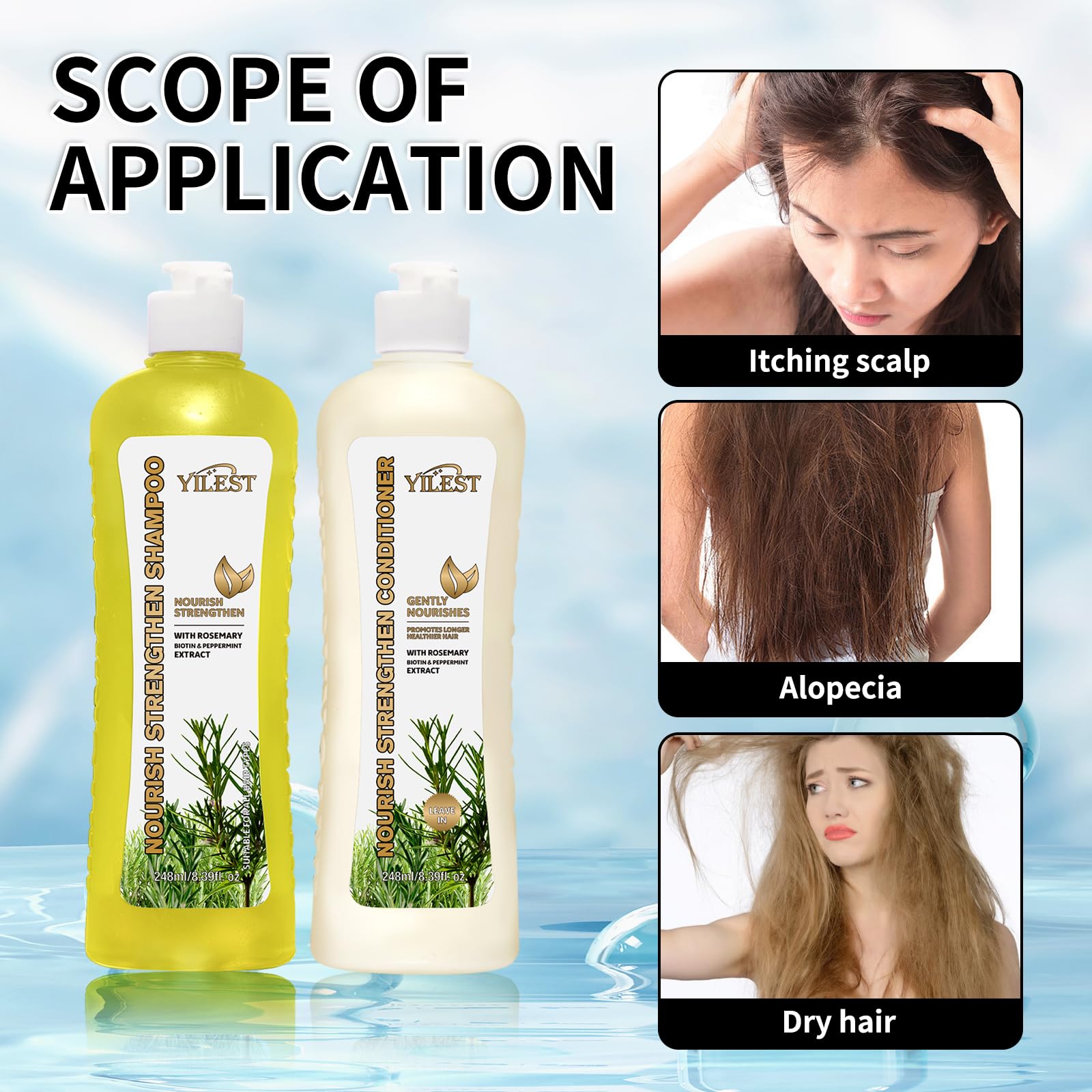 Rosemary Hair Growth Shampoo & Conditioner Set for Men & Women - Strengthening Treatment for Thicker, Longer Hair | Natural Rosemary Mint Formula for Thinning Hair & Hair Loss Prevention | Perfect for Daily Hair Care & Scalp Nourishment