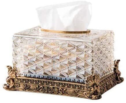 Crystal Glass Tissue Box Holder - Elegant European-Style Napkin Dispenser for Living Room, Coffee Table & Bedside | Luxury Retro Home Decor for Stylish Tissue Storage