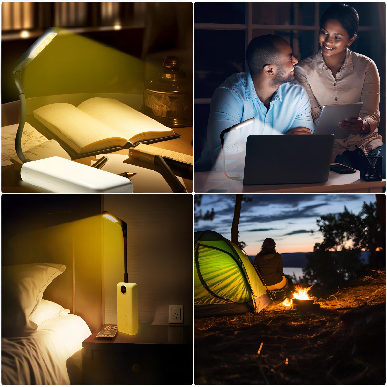 USB LED Light for Laptop - 3 Color Temperature Adjustable, Gesture Sensing, Stepless Dimming Eye-Care Reading Lamp | Flexible Portable USB Light for Keyboard, Camping, Office & Night Reading