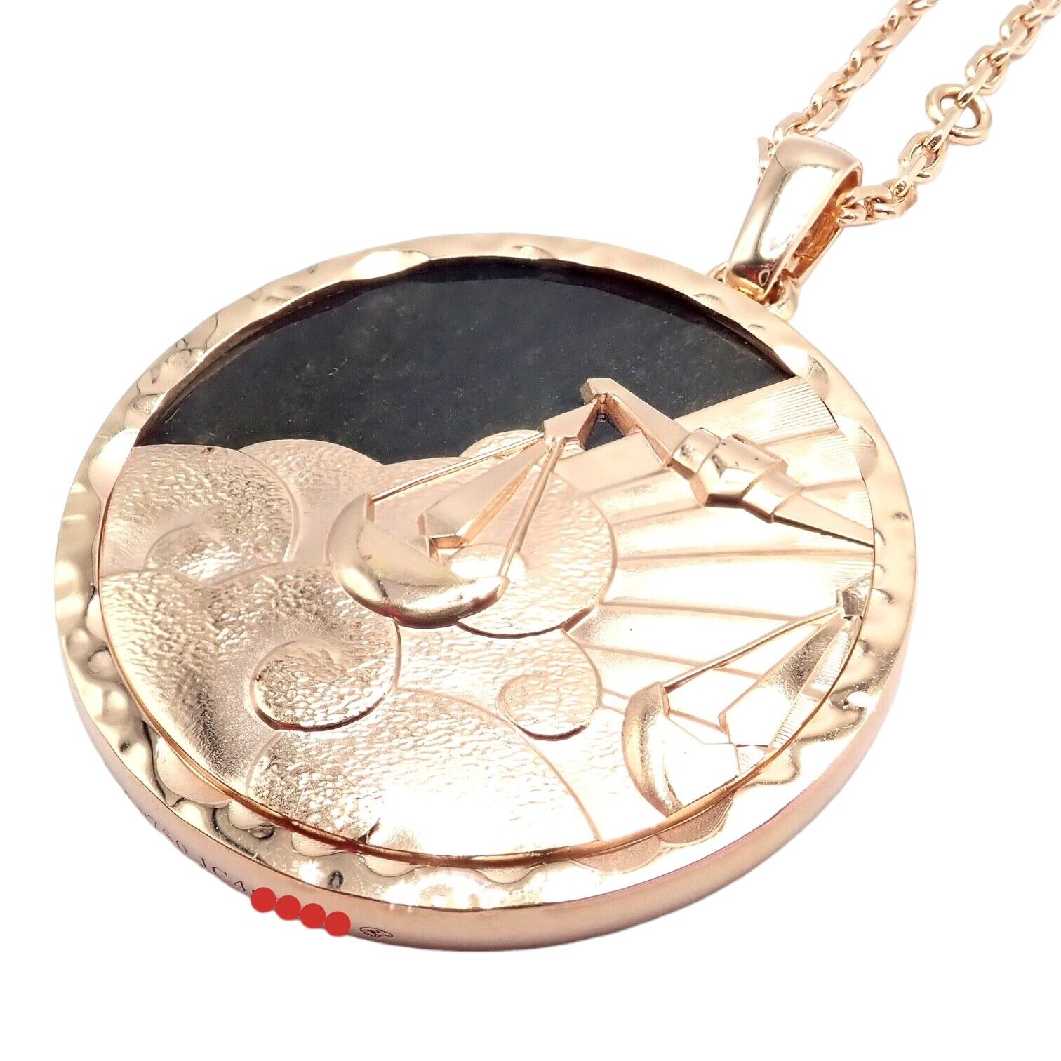 Van Cleef & Arpels 18K Rose Gold Libra Zodiac Pendant Necklace with Black Obsidian - Certified Luxury Jewelry for Women, Perfect Gift for Birthday & Anniversary