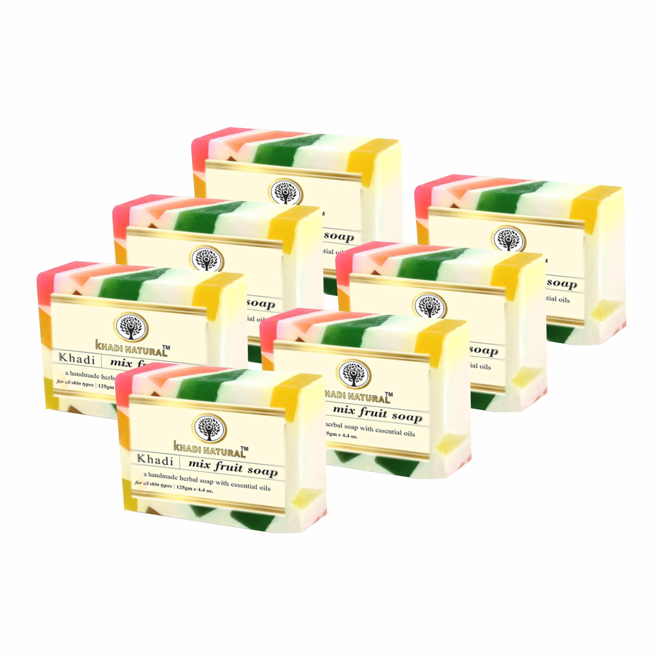 Khadi Natural Mix Fruit Soap 125g - Handmade with Fresh Fruits | Organic Skin Nourishing Soap | Paraben & SLS-Free | Pack of 7 | Perfect for Dry Skin & Daily Cleansing | Ideal for Face & Body Care