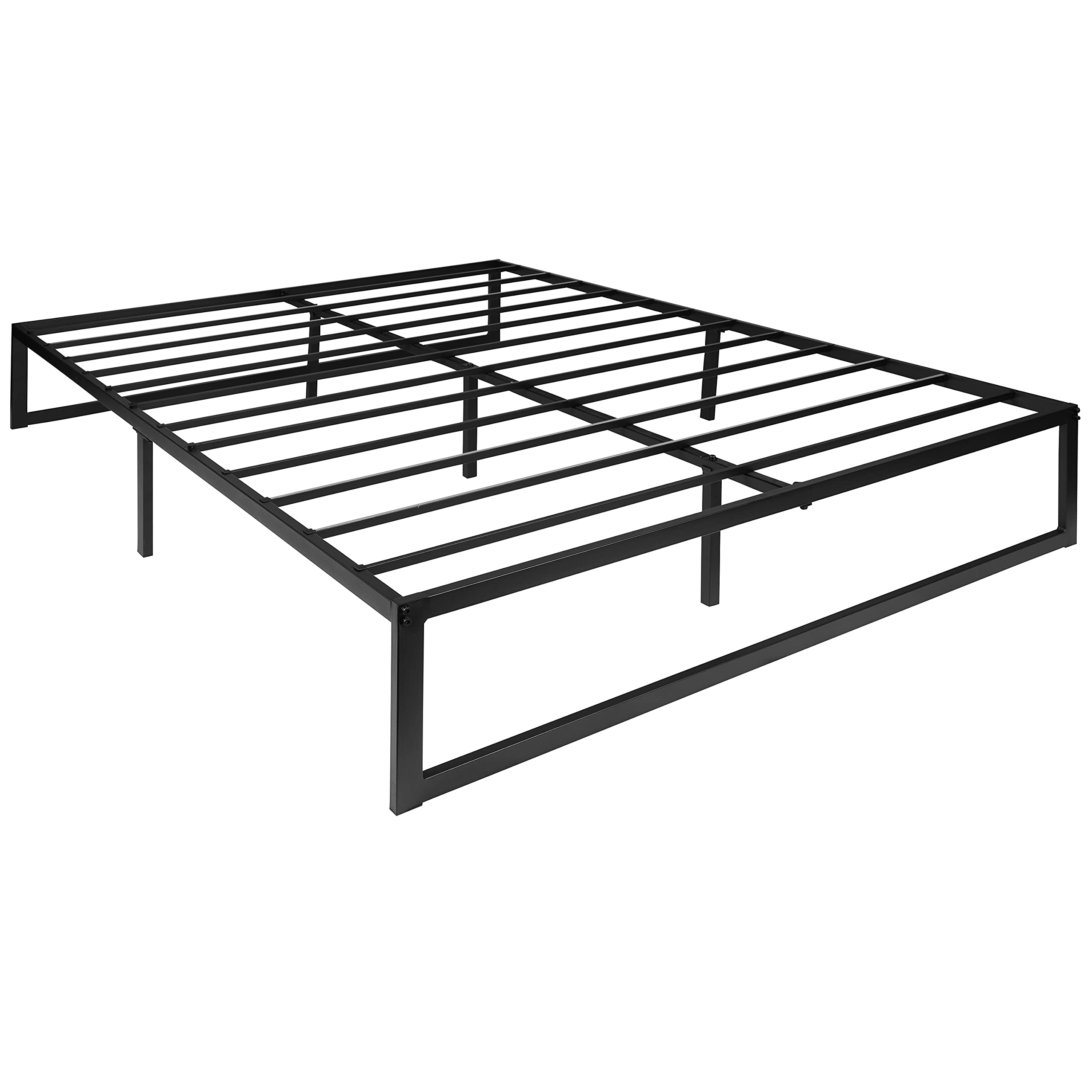 Flash Furniture 14 Inch Metal Platform Bed Frame with 12 Inch Pocket Spring Mattress & 3 Inch Cooling Gel Memory Foam Topper - Queen Size, Easy Assembly, Sturdy Support for Bedroom, Guest Room, Dorm
