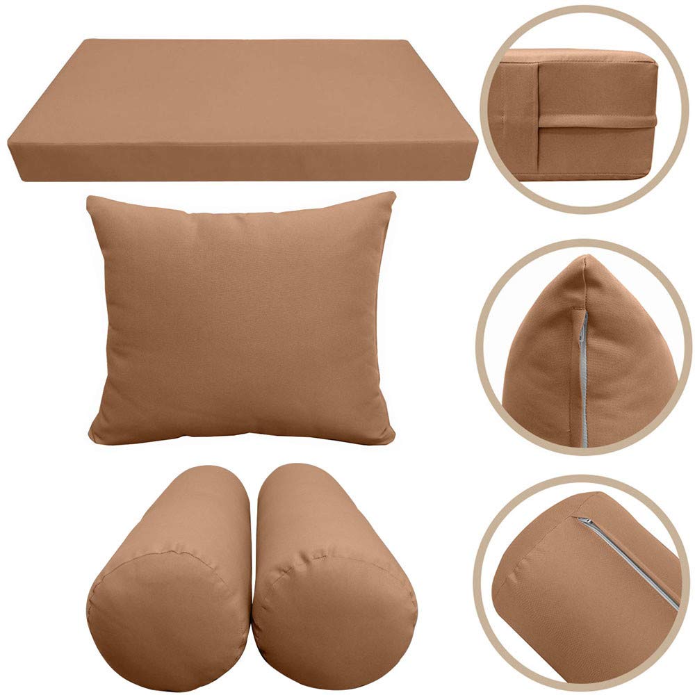 Prolinemax 5-Piece Knife Edge Outdoor Daybed Mattress Cushion Set with Bolster Pillows - Full Size AD104 Style 4 - Perfect for Patio, Poolside, and Backyard Lounging