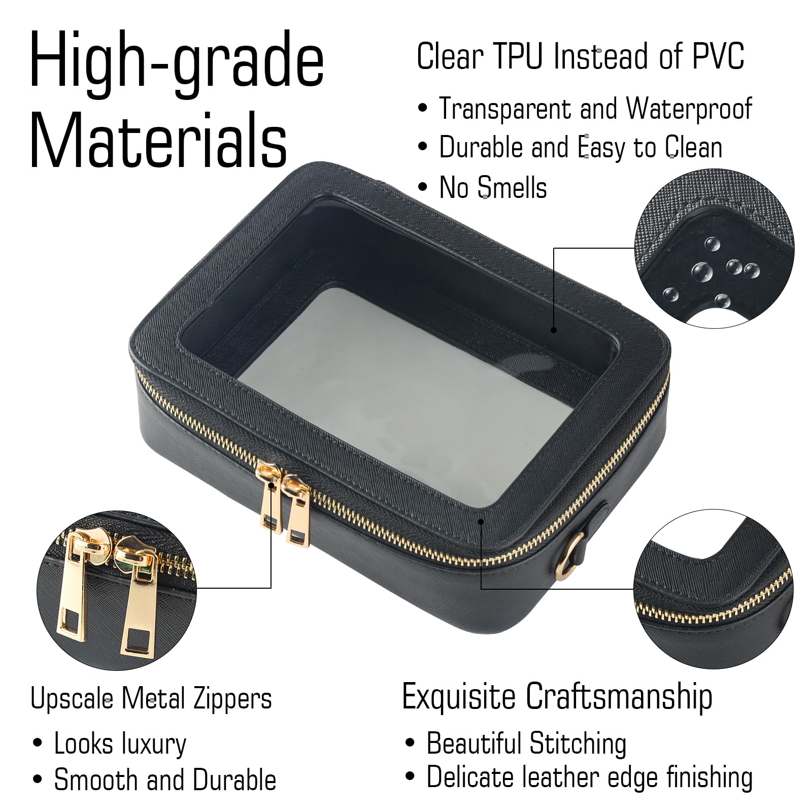 Small Clear Travel Toiletry Bag for Women - Waterproof Transparent Makeup Organizer with Zipper | Cosmetic Bag, Travel Pouch for Toiletries & Car Organization | Perfect for Air Travel, Gym, and Daily Essentials Storage