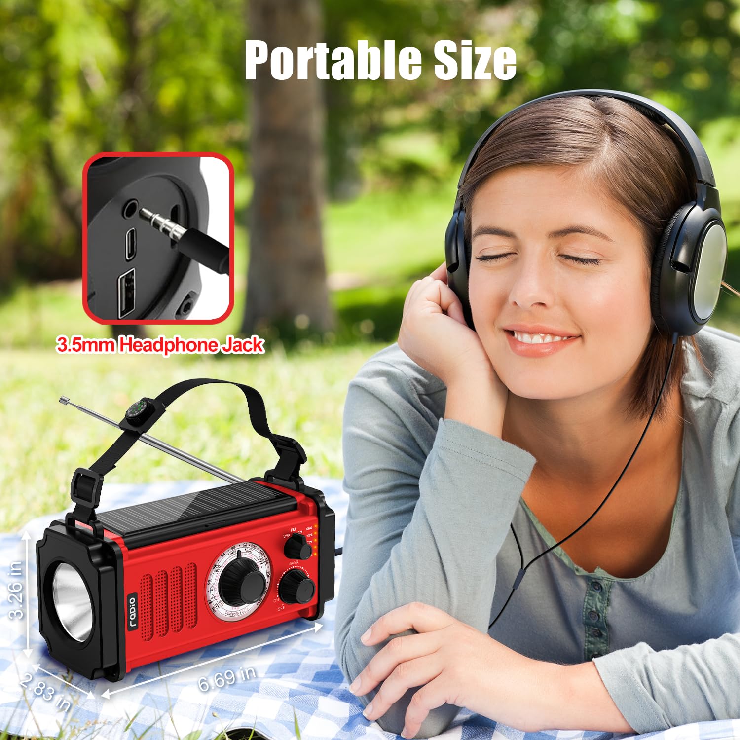 **37000mAh Solar Hand Crank Emergency Weather Radio - Portable AM/FM/NOAA Radio with USB Charger, Flashlight, Reading Light & SOS Alarm - Perfect for Camping, Hiking, and Power Outages**