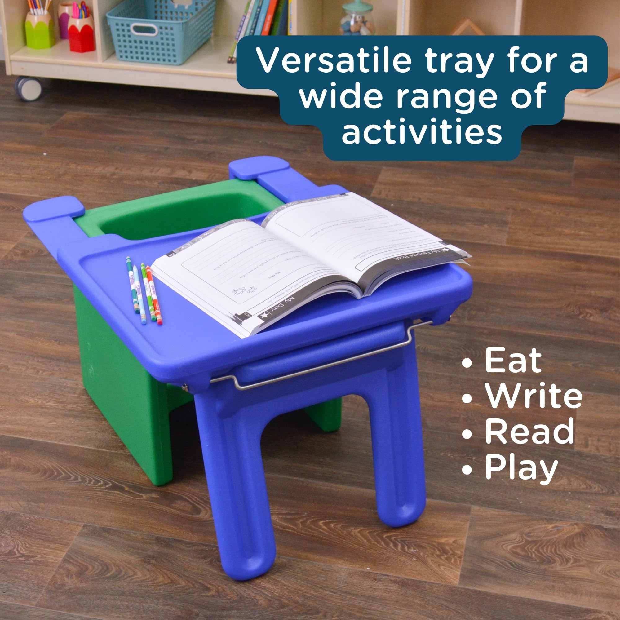 Children's Factory Edutray Kids Desk – Convertible Cube Chair to Desk, Space-Saving Toddler Study Table for Homeschool & Classroom – Safe, Durable & Easy to Clean – Perfect for Learning, Drawing & Playtime Activities