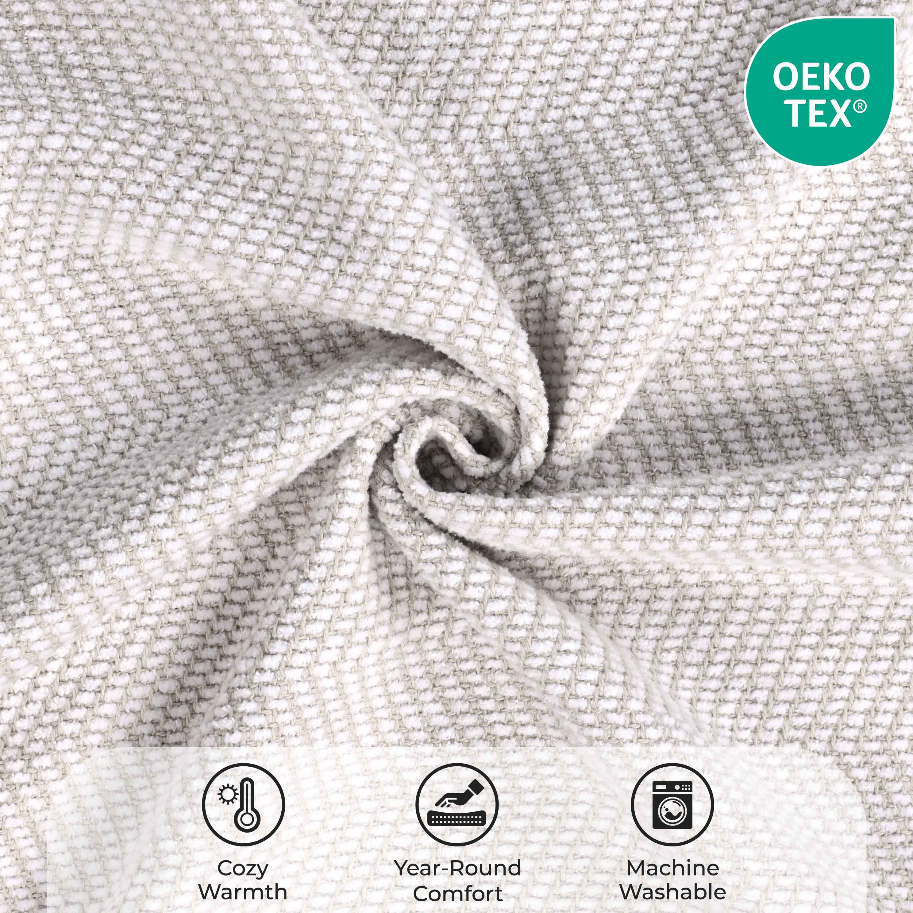 Premium Maya Chenille Herringbone Cotton Blanket - Medium Weight Soft Throw for Bed, Sofa & Couch - Cozy Home Decor for All Seasons