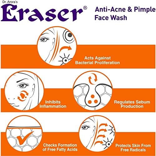 Eraser Anti Acne & Pimple Ayurvedic Face Wash (60ml) - Natural Ayurvedic Cleanser for Oily & Acne-Prone Skin - Perfect for Daily Skincare Routine & Teenage Acne Treatment