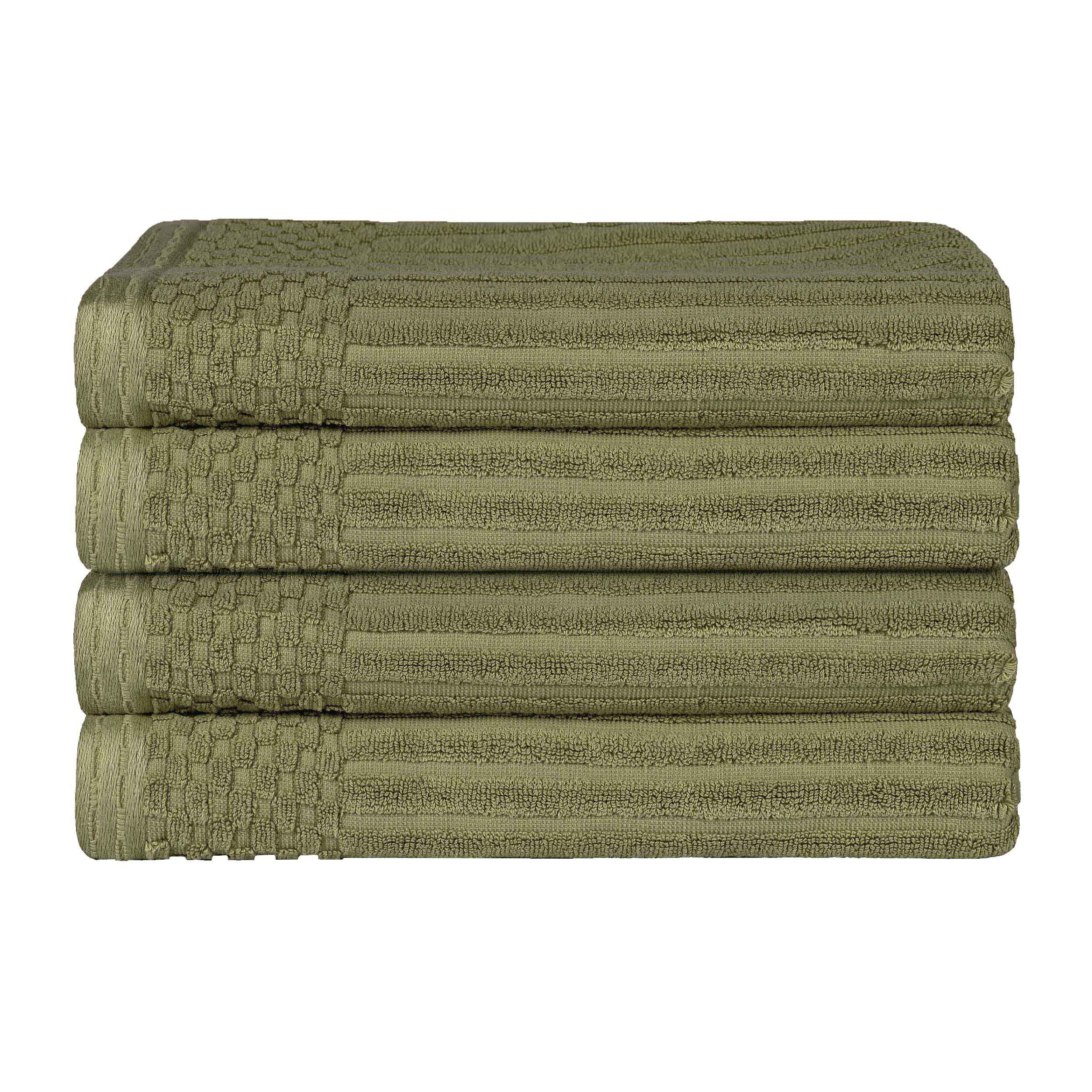 Premium Soho Ribbed Textured Cotton Bath Towels - Ultra Absorbent, Soft & Quick-Drying - Set of 4 (White) - Luxury Spa, Bathroom & Beach Essentials for Home & Travel