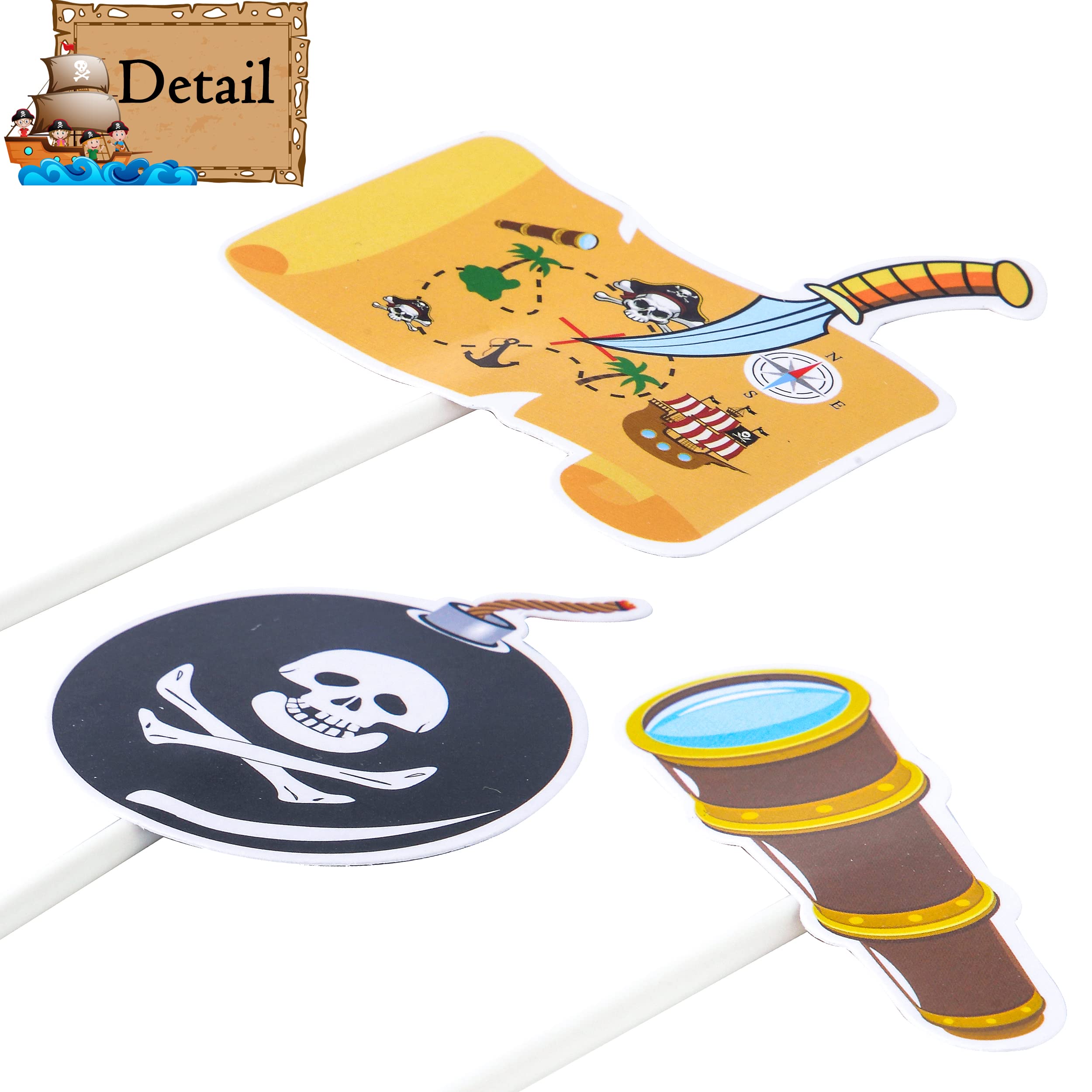 36PCS Pirate Cupcake Toppers - Pirate Party Decorations, Nautical Sailing Cake & Cupcake Picks for Pirate Theme Birthday Party, Baby Shower Supplies - Perfect for Pirate Themed Events, Kids Birthday Cakes & Ocean Adventure Parties