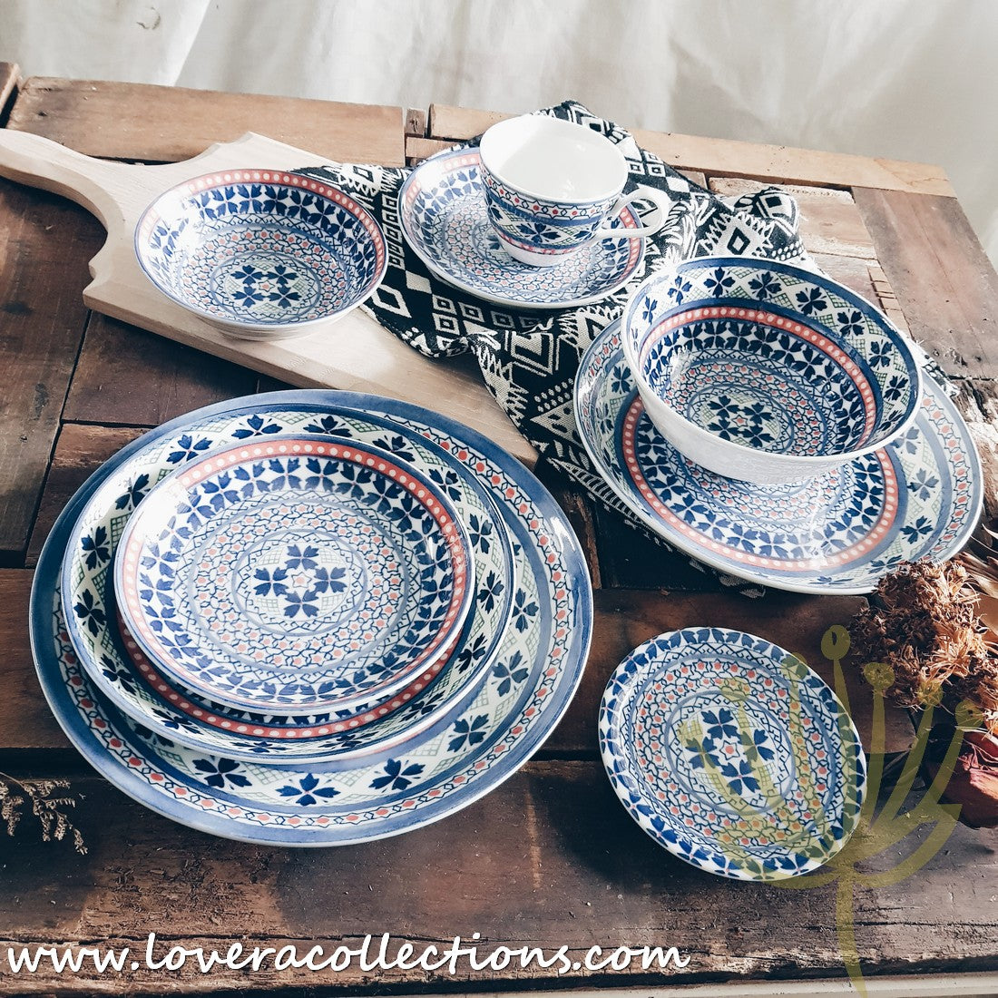 Awasaka Japan Blue Four Leaves Tea & Dinnerware Set - Premium Japanese Ceramic Tableware for Tea & Dining - Perfect for Home, Restaurants & Gifts
