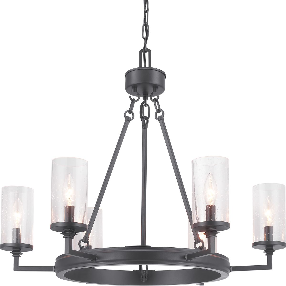 Gresham Collection 6-Light Clear Seeded Glass Chandelier - Elegant Dining Room Lighting Fixture for Farmhouse, Vintage & Modern Home Decor