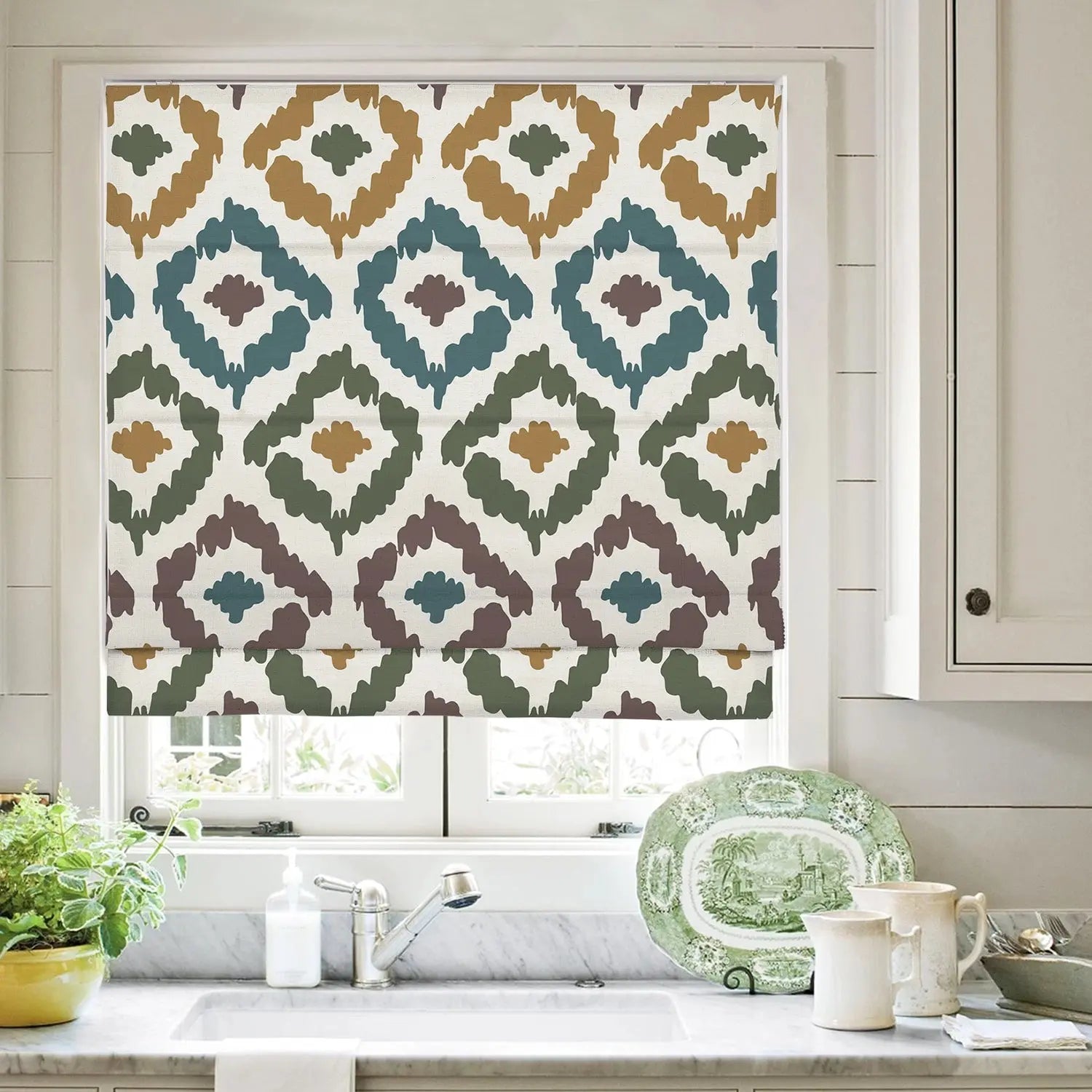 Printed Roman Shade Cord Lift - Elegant Window Treatment for Home & Office Decor | Easy Pull Cord System for Roman Blinds | Perfect for Living Rooms, Bedrooms & Offices