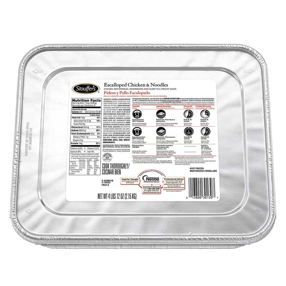 Nestle Stouffers Escalloped Chicken and Noodles - 76 oz (4-Pack) | Frozen Dinner for Family Meals & Quick Weeknight Dinners