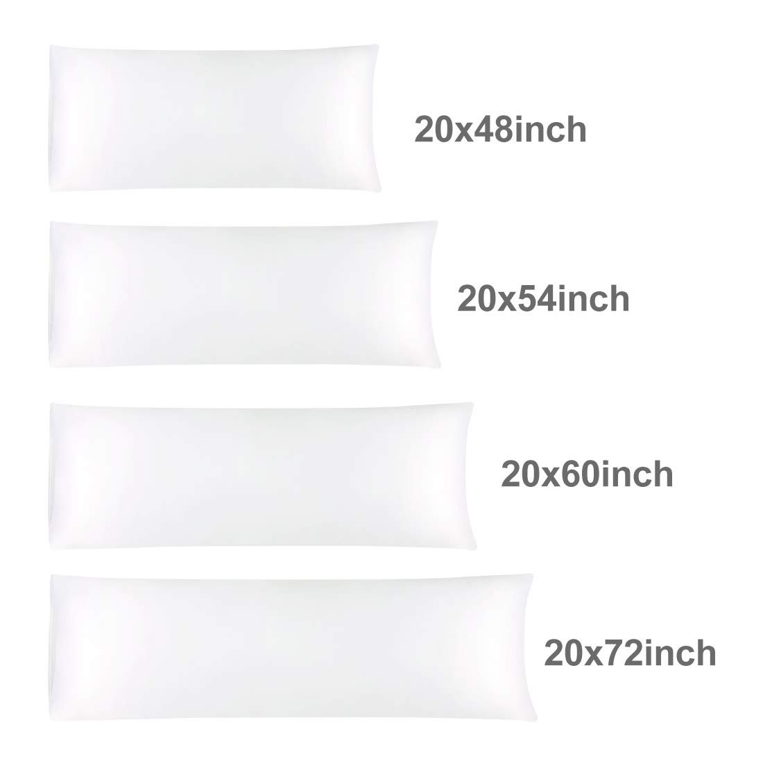 Luxury Snow White Silky Satin Body Pillow Cover 20x60 Inch - Cooling Anti-Wrinkle Pillowcase for Hair & Skin Care - Perfect for Sleeping, Travel, and Home Decor