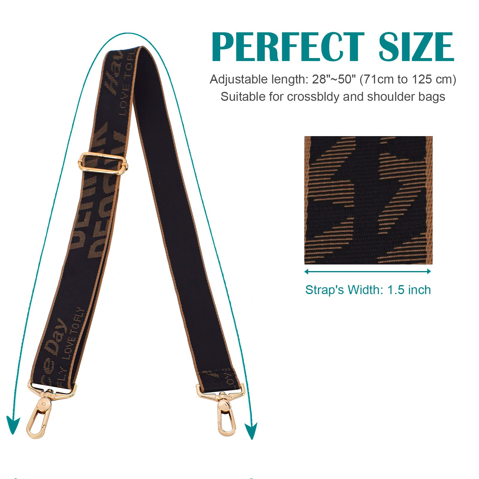 Replacement Crossbody Bag Strap with Metal Swivel Hook - Adjustable Shoulder Strap for Purse, Luggage & Guitar - Perfect for Travel, Concerts & Daily Use