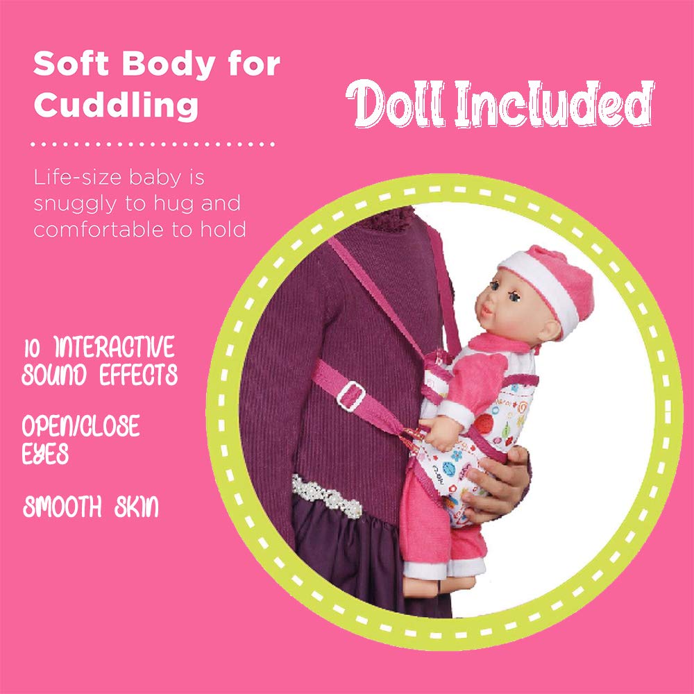 5-in-1 Baby Doll Stroller Playset with Carrier & Mat - Pretend Play for Kids
