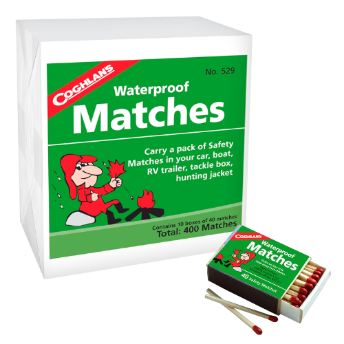 Waterproof Matches - 40 Matches per Box (10 Packs per Carton) - Ideal for Camping, Hiking, Emergency Kits & Outdoor Adventures