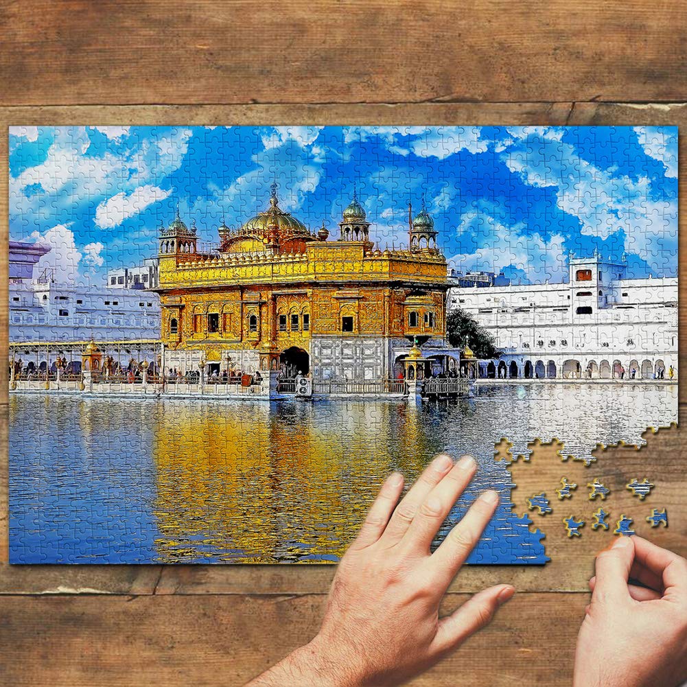 1000-Piece India Golden Temple Amritsar Wooden Jigsaw Puzzle - Travel Souvenir & Home Decor for Adults, Perfect for Relaxation, Gifts & Family Game Nights