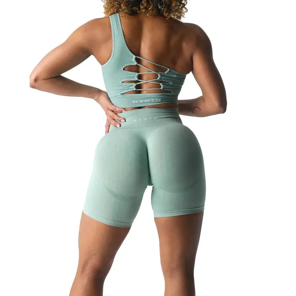 NVGTN High Waisted Seamless Shorts for Women - Smile Contour Yoga Biker Shorts | Perfect for Gym, Workout & Casual Wear