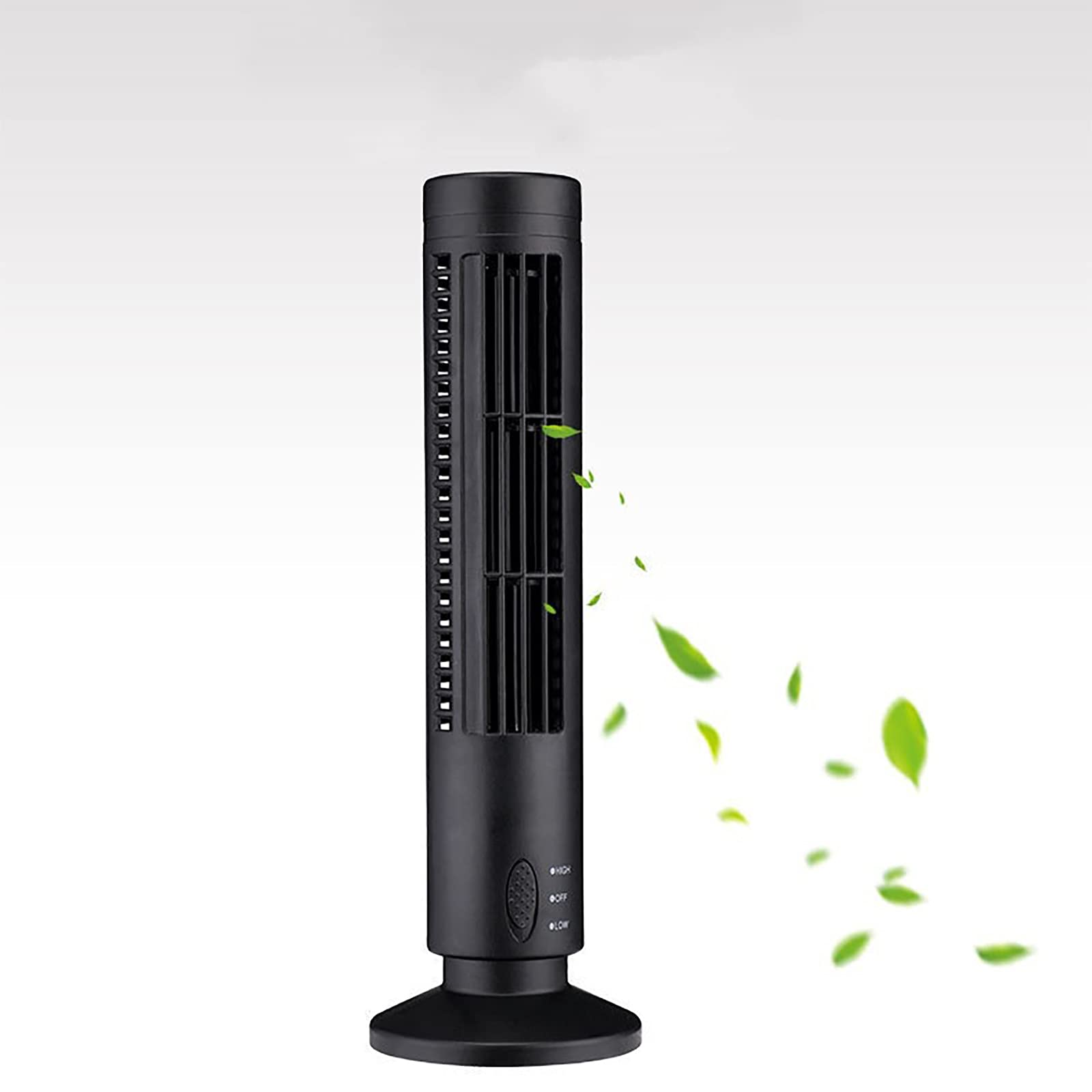 WLIKKS Oscillating Tower Fan - Portable USB Standing & Tabletop Fan, Mini Leafless Quiet Cooling Fan for Bedroom, Home & Office - Perfect for Summer, Dorm, Desk & Night Use (Black)