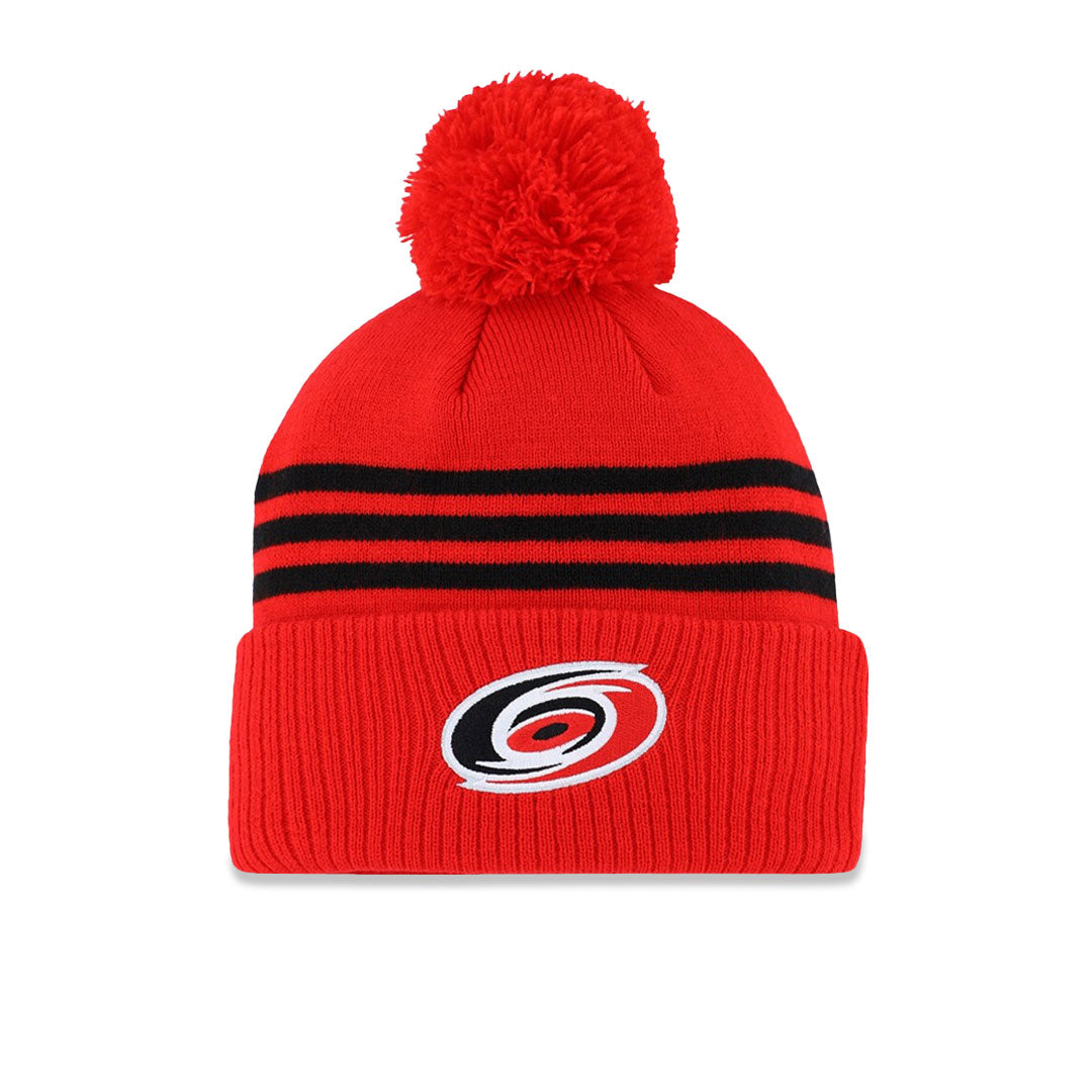 Adidas Carolina Hurricanes Cuffed Knit Pom Beanie - Official NHL Winter Hat for Men & Women - Perfect for Hockey Games, Cold Weather & Fan Gear (GS6831)