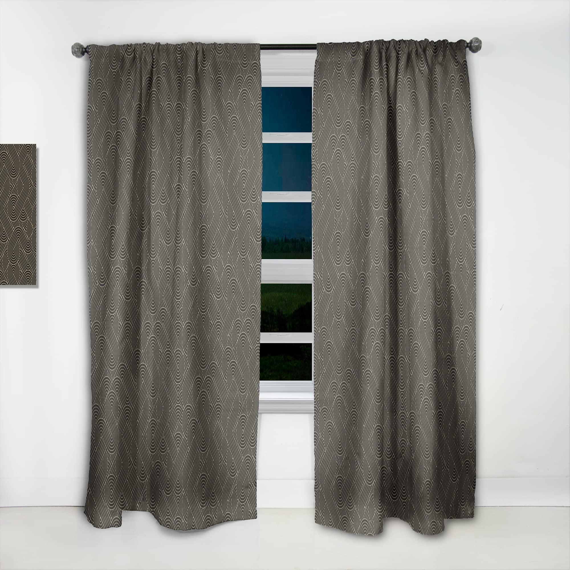 DesignQ 'Rounded Line Labyrinth' Thermal Insulated Curtains - 52x120 Inch Single Panel Window Drapes for Bedroom & Living Room - Perfect for Home Decor, Light Blocking & Temperature Control
