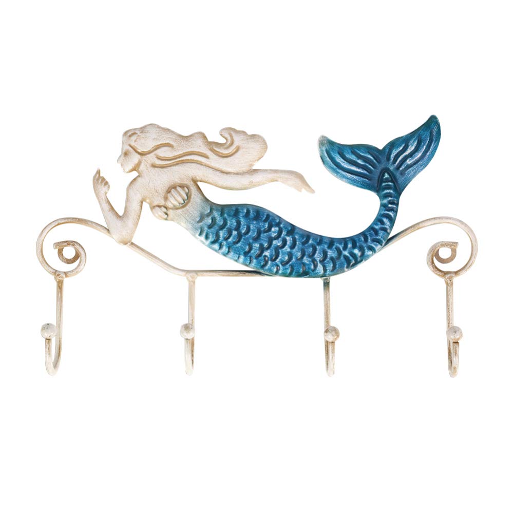 Wakauto 1pc Decorative Wrought Iron Mermaid Wall Hook - Heavy Duty Coat Hanger for Living Room, Bathroom, Bedroom - Perfect for Hanging Coats, Hats, Bags & Towels