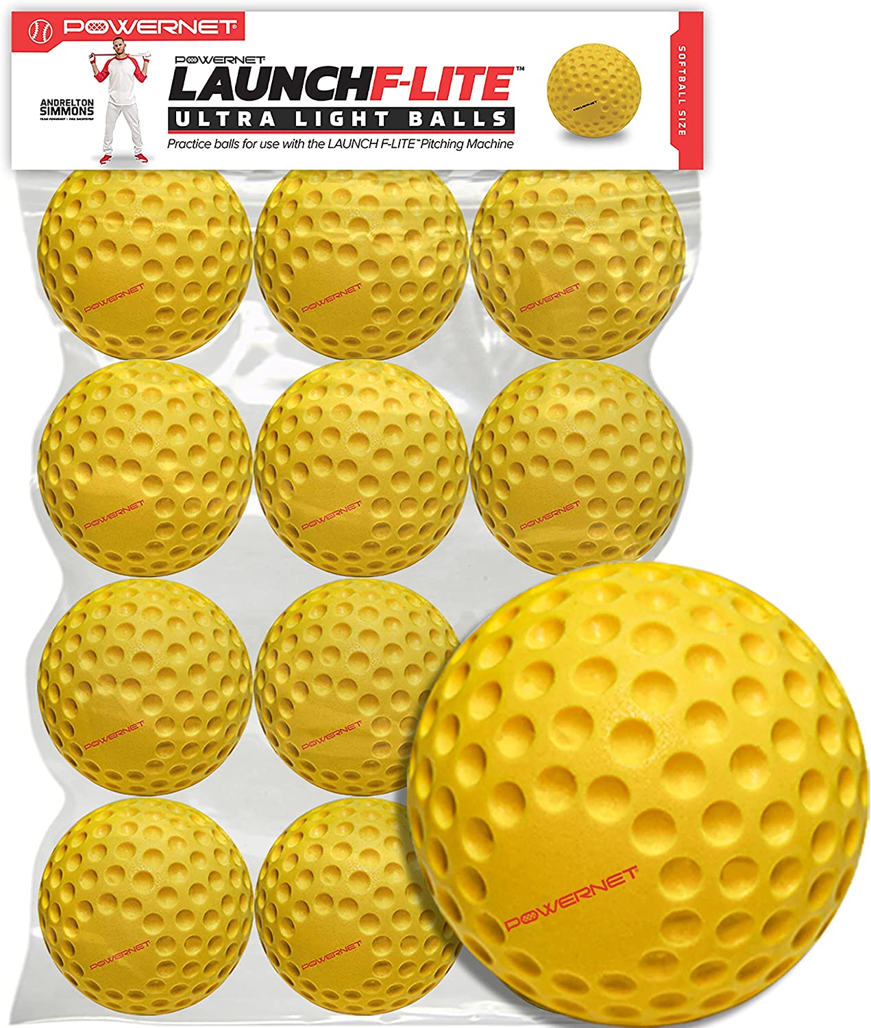 PowerNet Launch F Lite Ultra Light Dimpled Practice Baseballs for Pitching Machines | Perfect for Training, Batting Practice & Softball Drills | Indoor & Outdoor Use