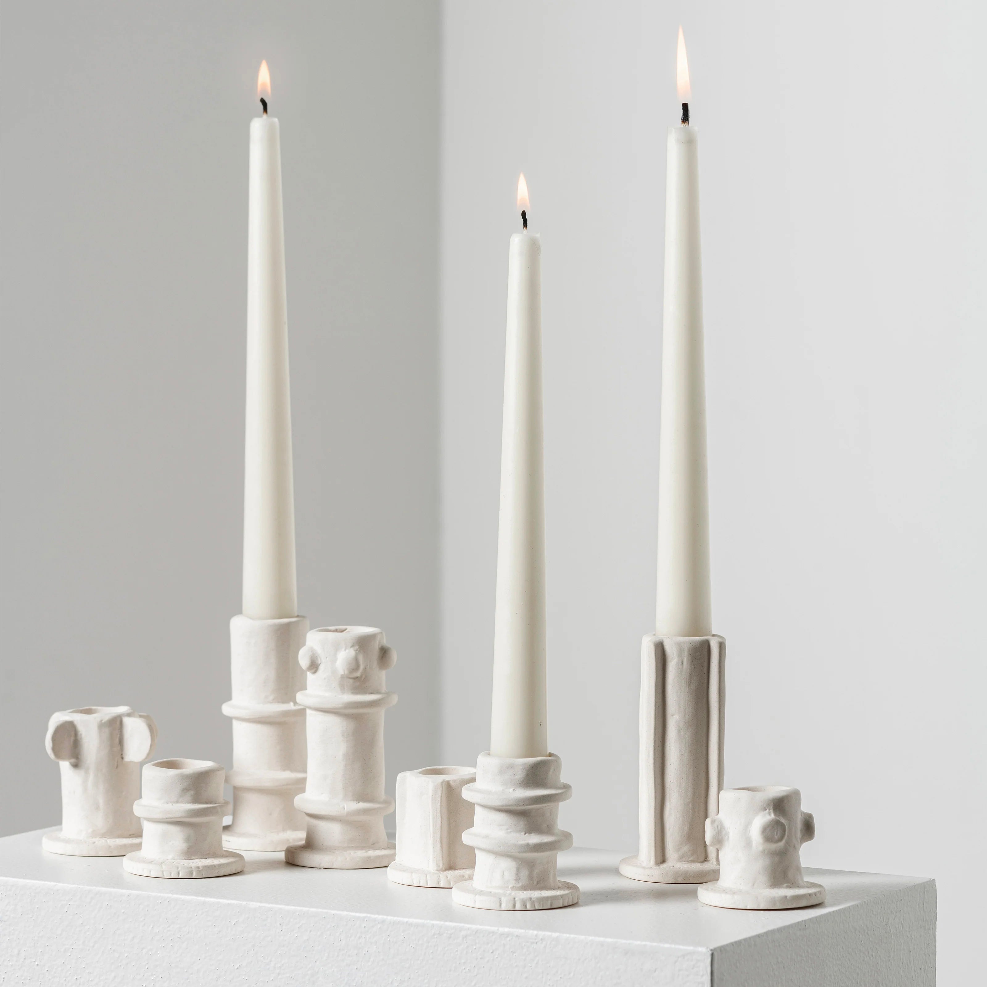 Elegant Fluted Column Candle Holders Set of 2 - Modern Home Decor for Dining Table, Wedding Centerpieces, and Romantic Ambiance