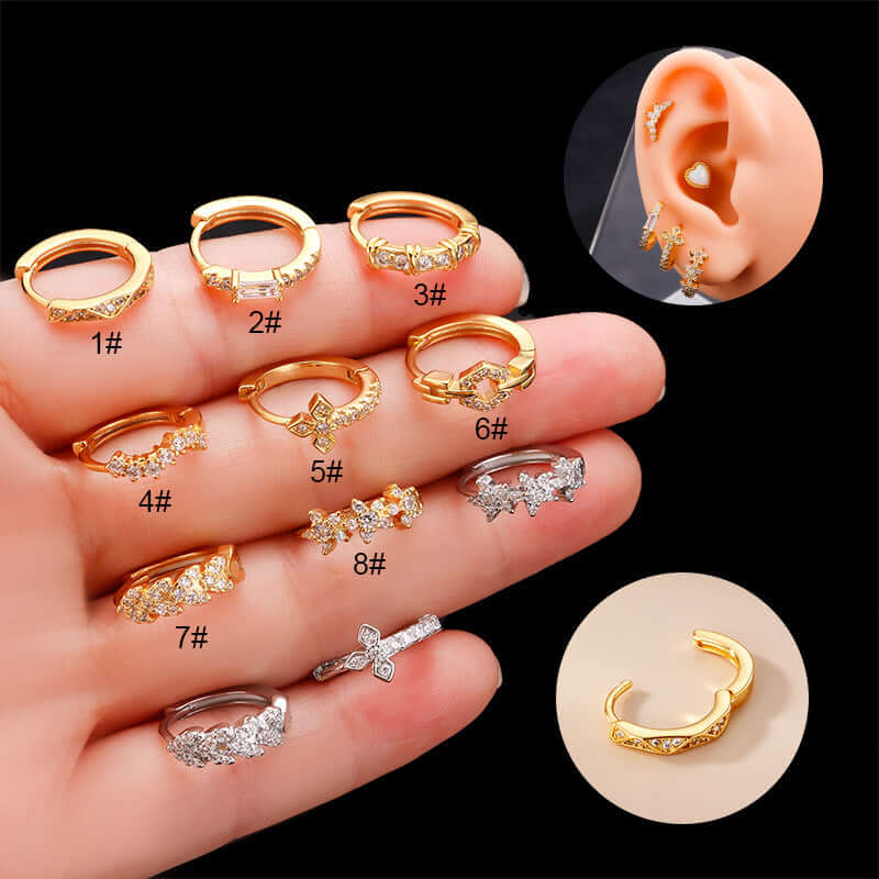 18K Gold Cross Cartilage Hoop Huggie Earrings for Women - Minimalist Religious Jewelry for Everyday Wear, Gifts, and Special Occasions