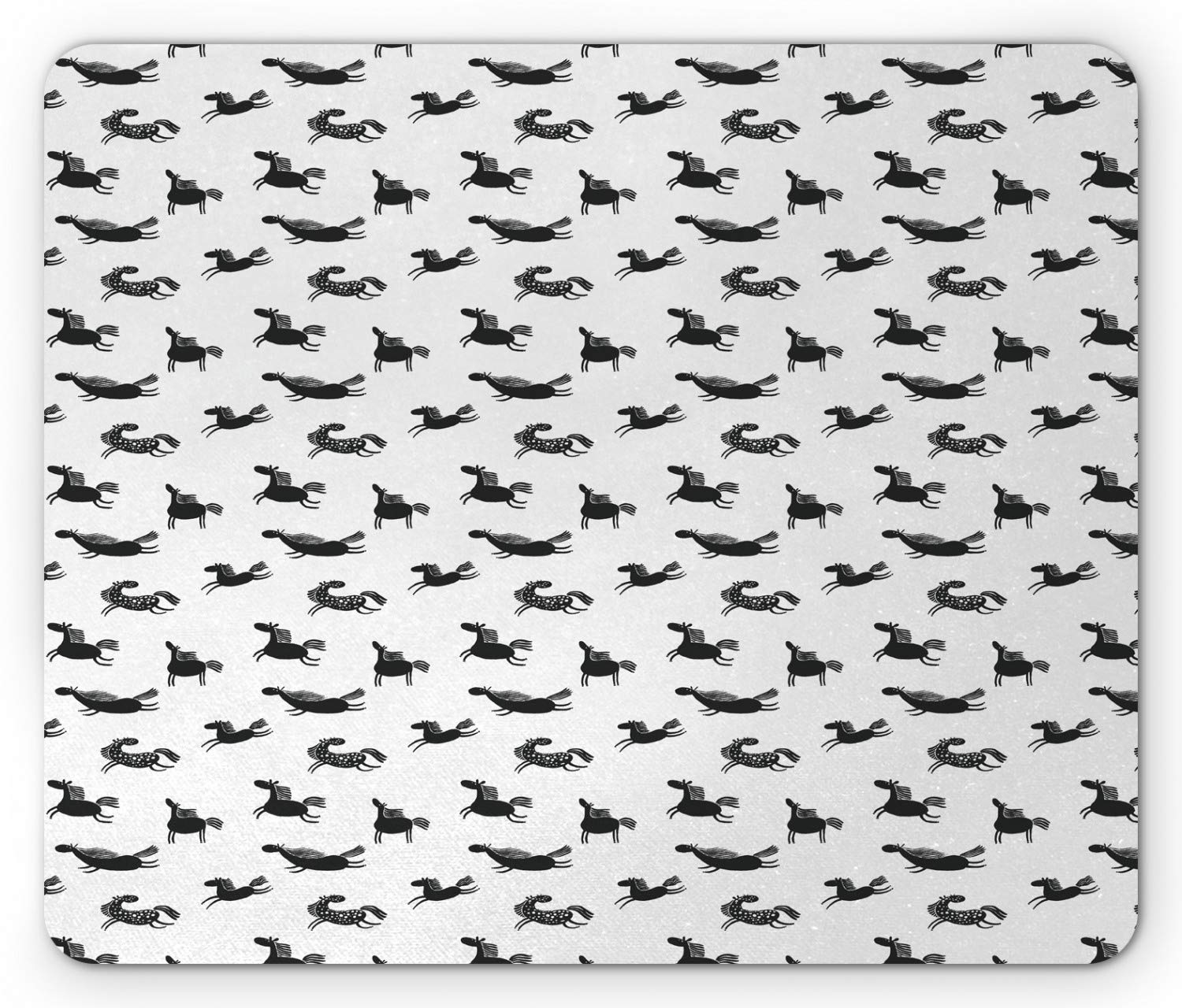 Ambesonne Non-Slip Mouse Pad with Prehistoric Horse Drawing - Standard Size Rectangle Rubber Mousepad in Charcoal Grey & White - Perfect for Office, Gaming & Home Computer Use