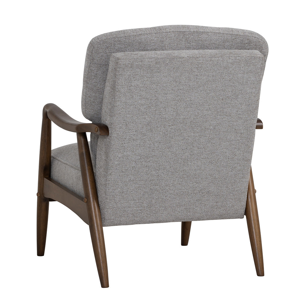 FIGARO Mid-Century Modern Lounge Chair - Walnut Wood Frame & Grey Upholstery - Perfect for Living Room, Office, or Reading Nook