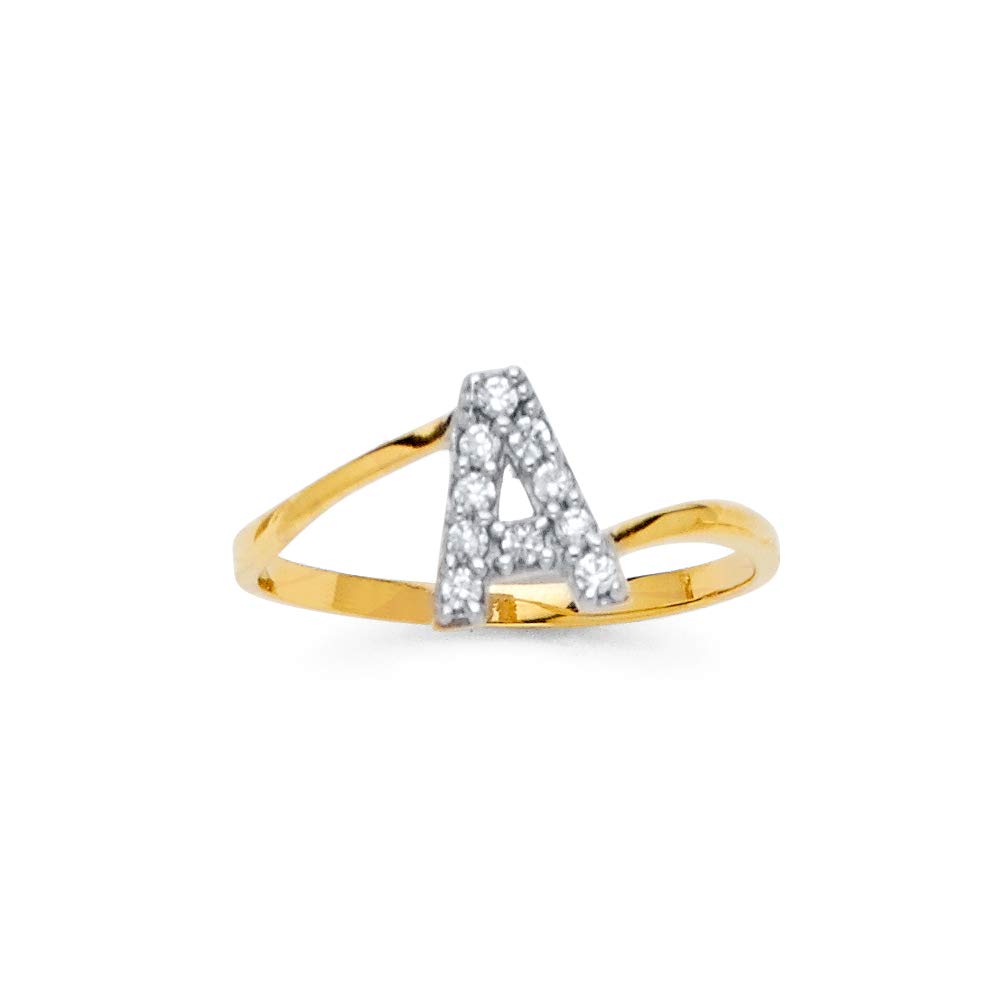 14K Yellow Gold Cubic Zirconia Initial Letter 