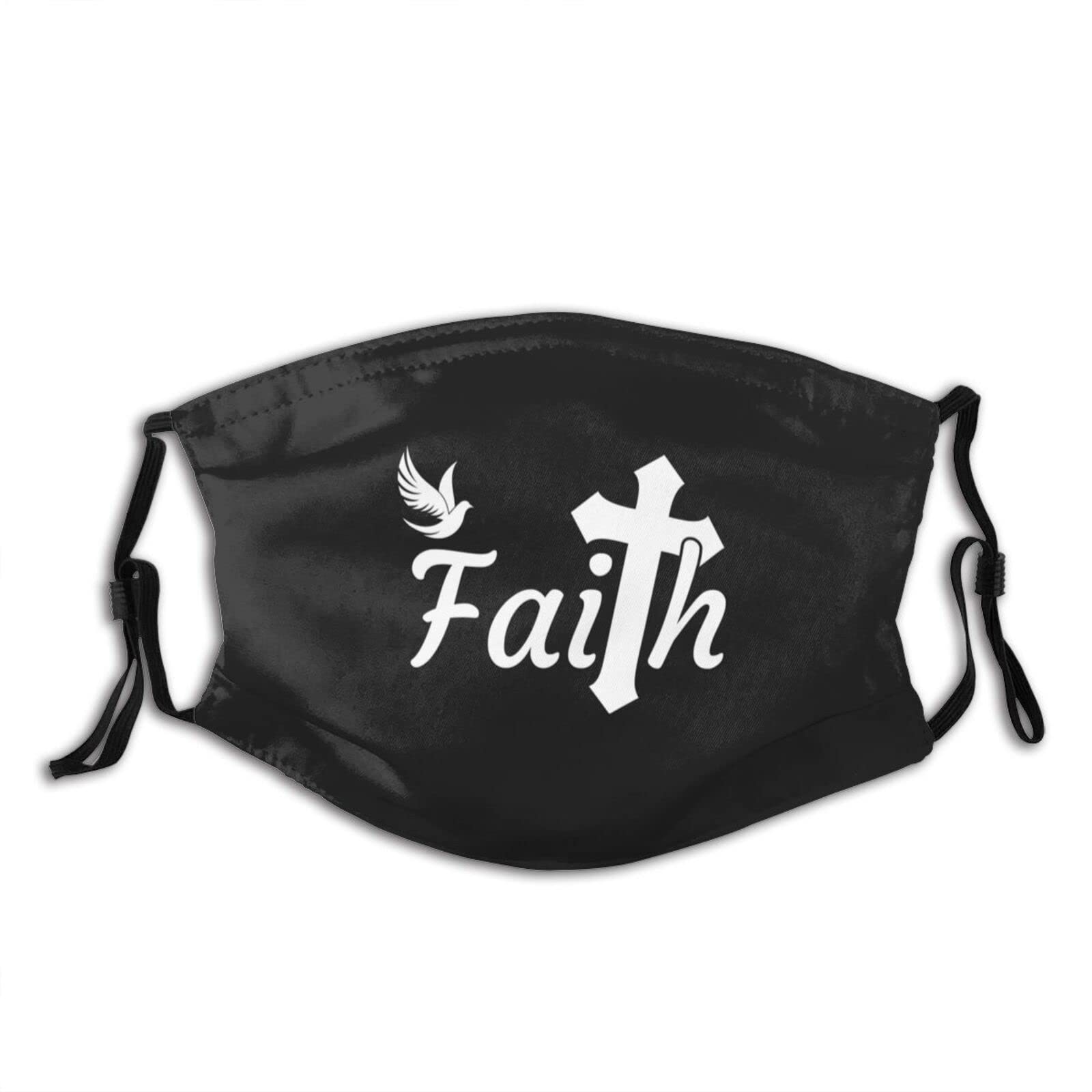 Christian Jesus Cross Face Mask for Adults - Reusable, Adjustable Bandana Balaclava with 2 Filters for Men & Women - Perfect for Church, Outdoor Activities & Daily Protection