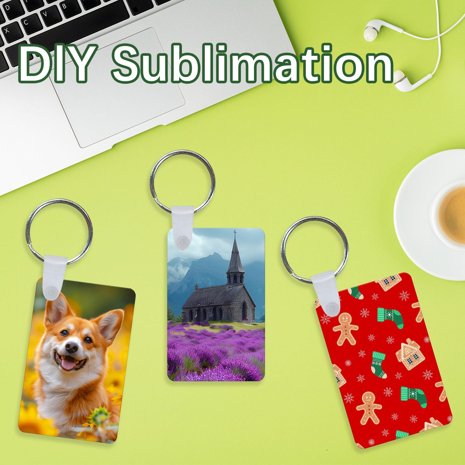150 Pcs Metal Sublimation Keychain Blanks Bulk - Double Sided Heat Transfer Keychains for DIY Customization - Perfect for Gifts, Promotions & Events