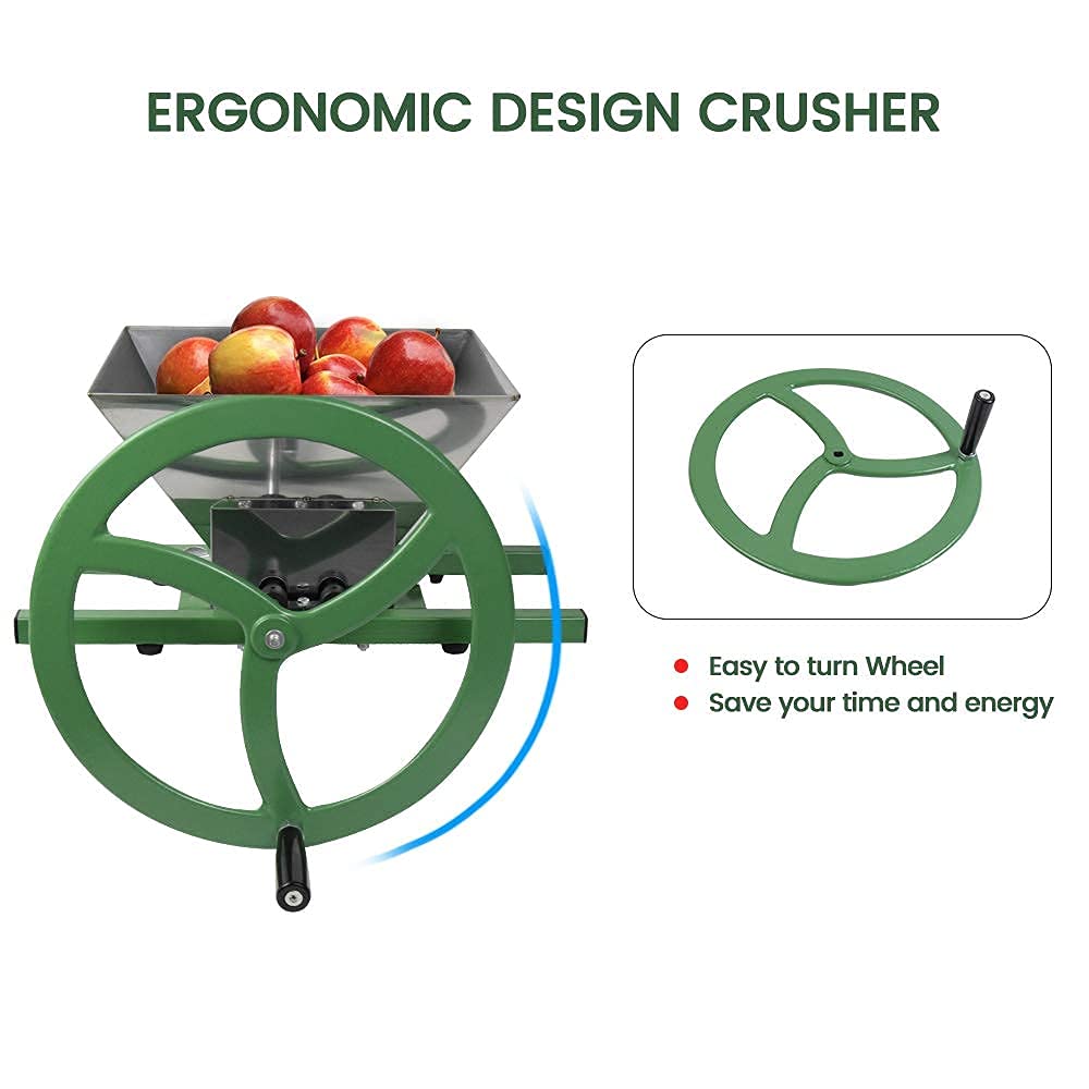 100% Natural Manual Fruit Wine Press & Crusher for Apples, Grapes & Berries - Kitchen Juice Maker for Homemade Wine, Cider & Fresh Juice