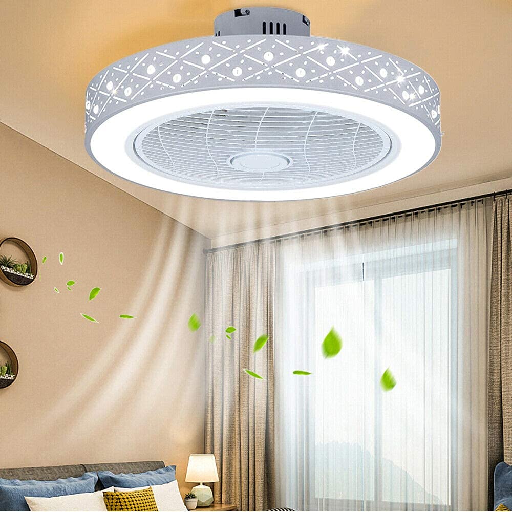 22-inch Dimmable LED Ceiling Fan with Remote - Pineapple Bead Cage Design, Adjustable Brightness for Bedroom, Living Room & Office - Energy Efficient Quiet Cooling Fan with Modern Lighting