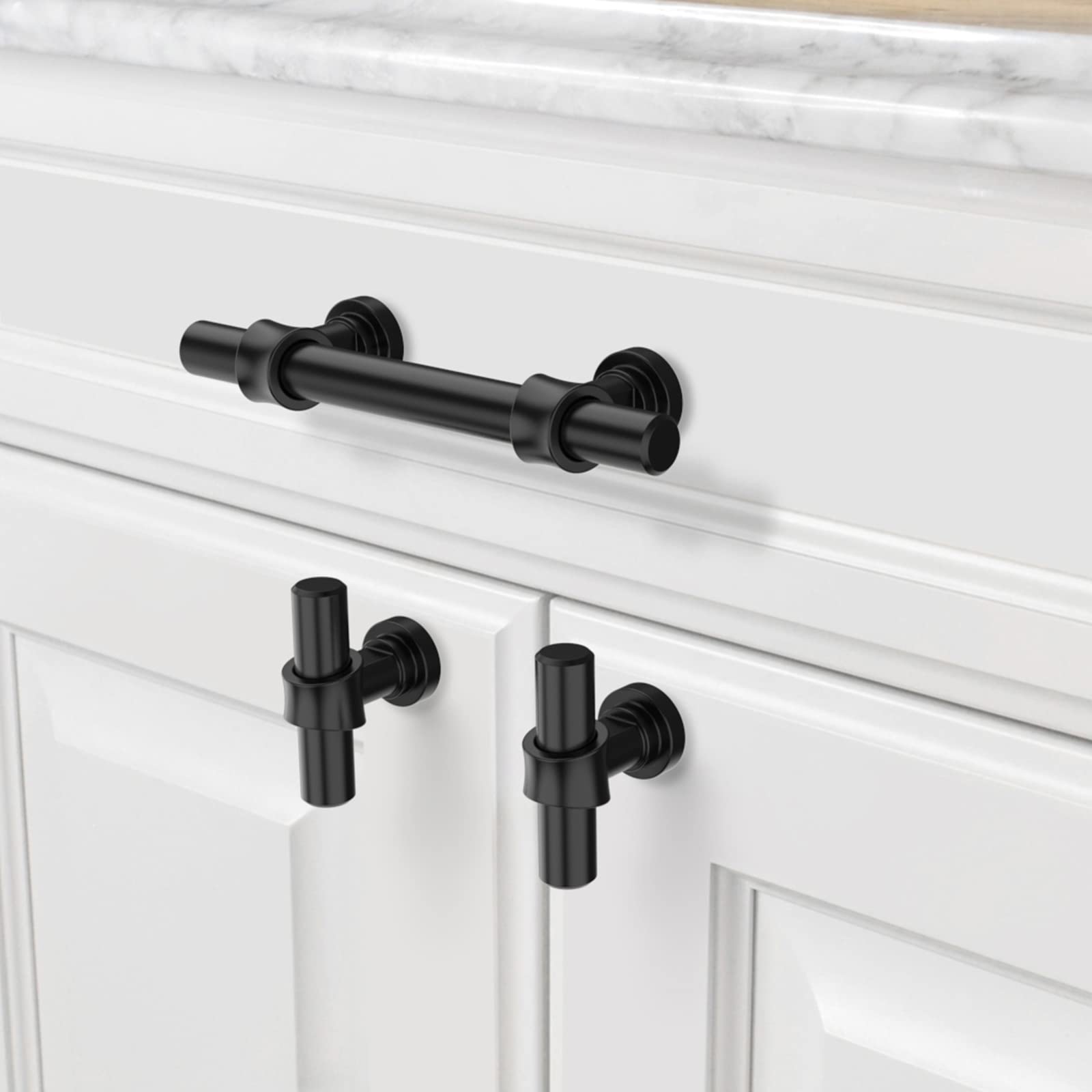 10 Pack Matte Black Cabinet Knobs - Zinc Alloy Dresser Drawer Pulls for Kitchen, Bathroom & Furniture - Modern Hardware for Cabinets, Wardrobes & Storage