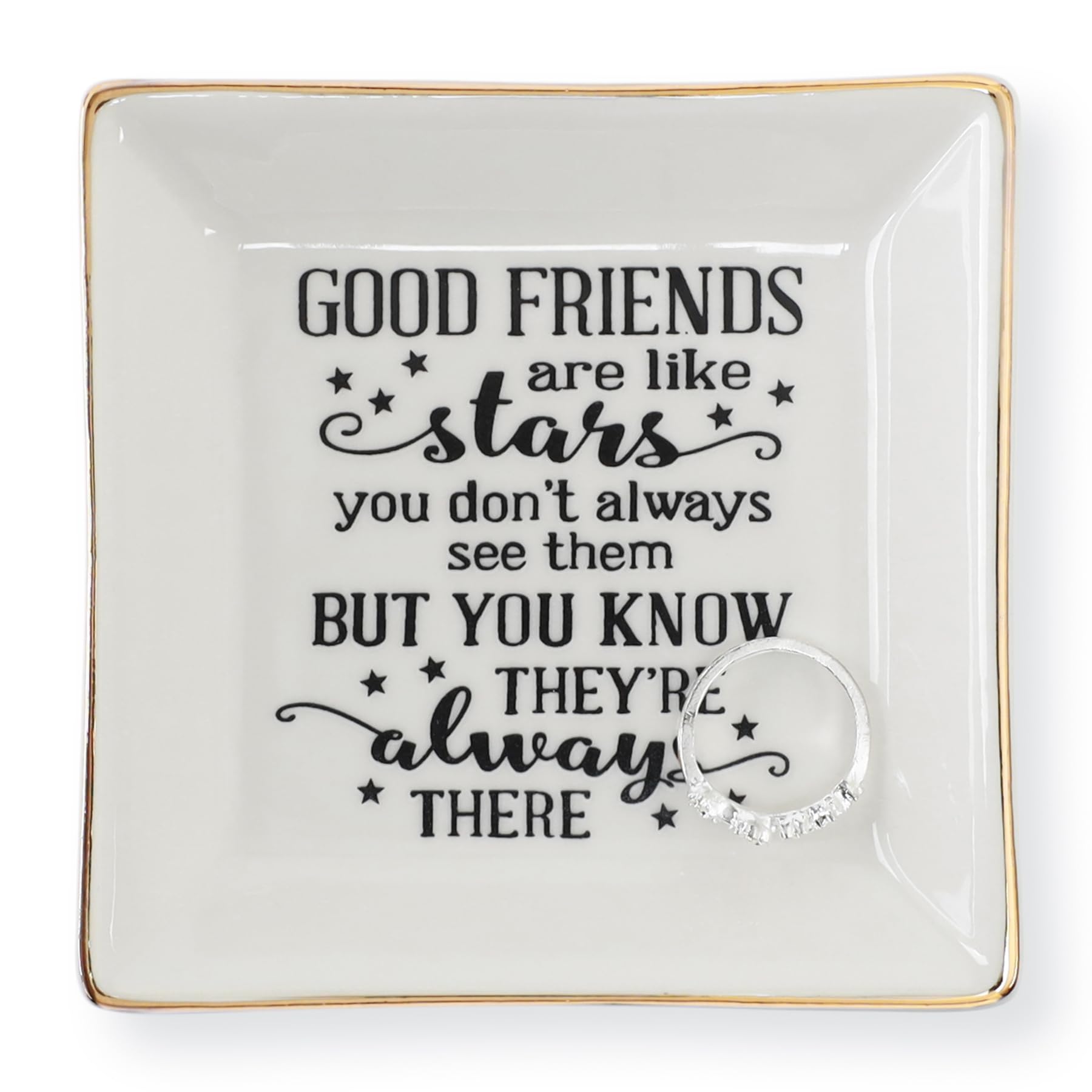 Ceramic Ring Dish Jewelry Tray - Elegant Home Decor Gift for Women, Mom, Sister & Friends | Perfect for Bathroom, Bedroom, Vanity & Entryway Organization