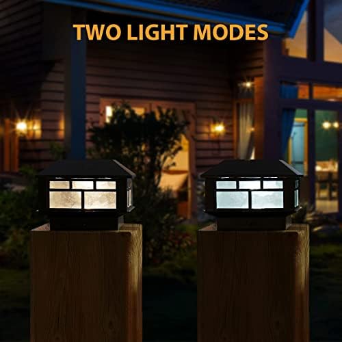 12 Pack Solar Post Cap Lights for 3.5x3.5, 4x4 & 5x5 Wood Posts - Black Solar Powered Fence Lights - Perfect for Deck, Patio, Garden & Pathway Lighting