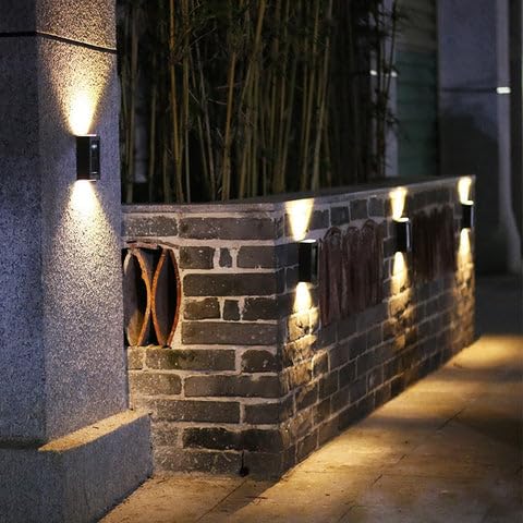 MiXXAR 2 Pack LED Solar Lights Outdoor Waterproof - Solar Powered Step Lights for Patio, Railing, Stairs, Fence, Post, Yard & Driveway - Warm White Lighting for Garden, Pathway & Landscape Decoration