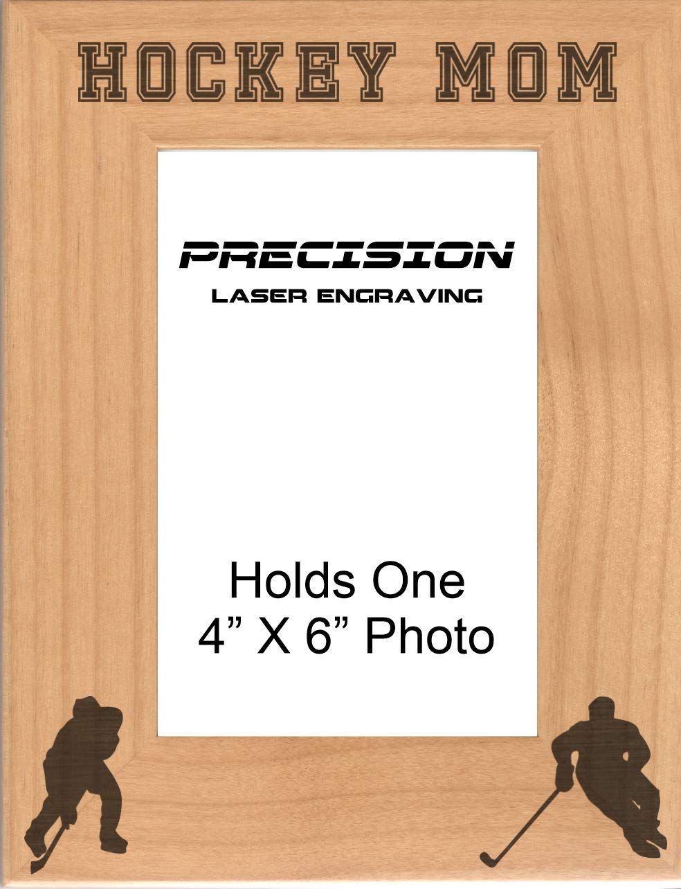 Personalized Hockey Mom Engraved Natural Wood Picture Frame - Perfect Sports Gift for Hockey Moms, Players & Fans - Great for Home Decor, Team Gifts & Special Occasions